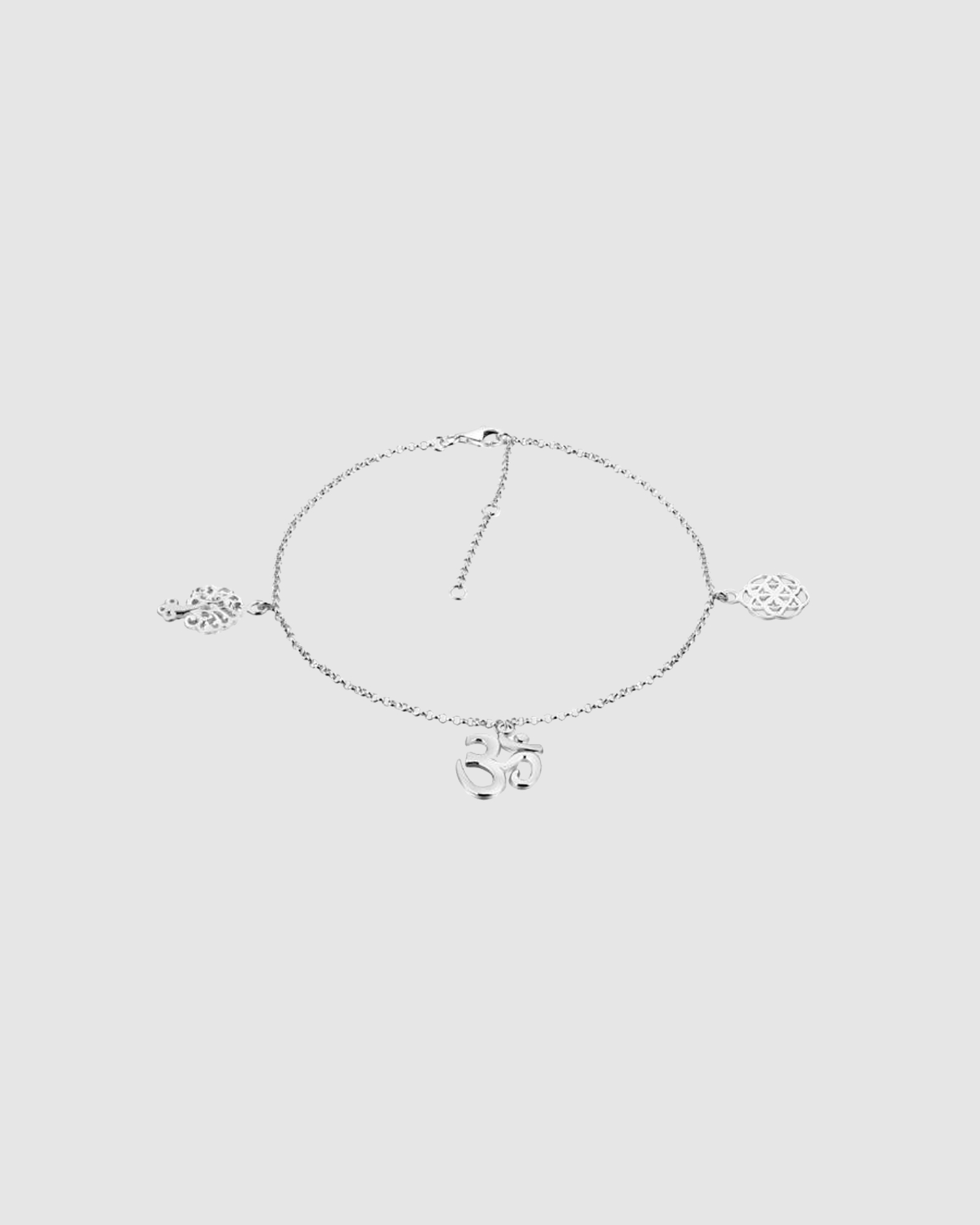 Anklet Tree Of Life Om Flower Yoga Festival Boho 925 Sterling Silver
