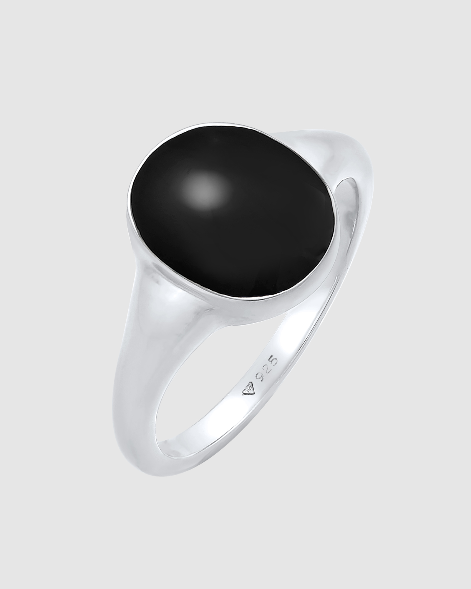 Ring Signet Ring Classic Oval with Enamel in 925 Sterling Silver