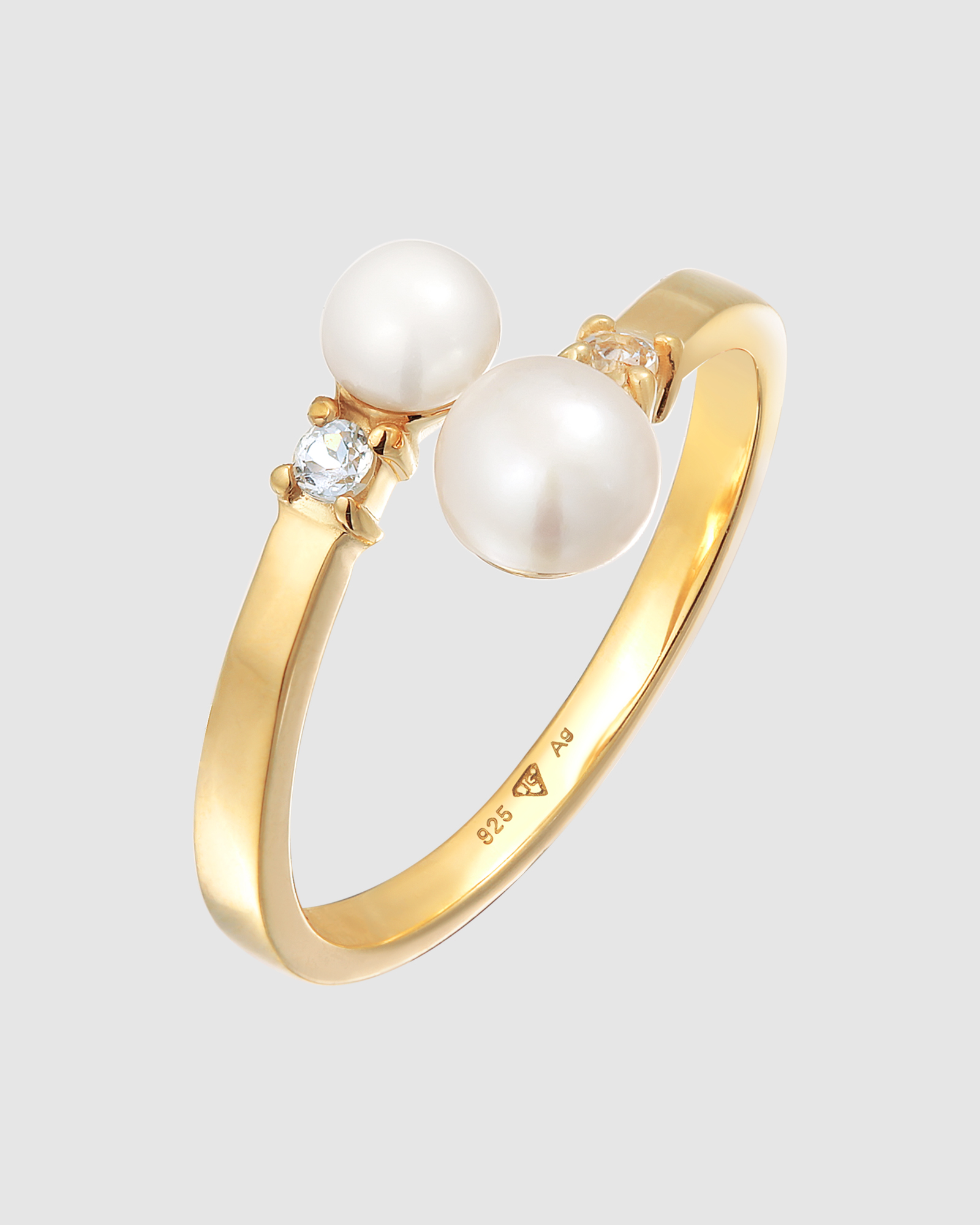 Ring Wrap Open Classic with Freshwater Pearls in 925 Sterling Silver Gold Plated