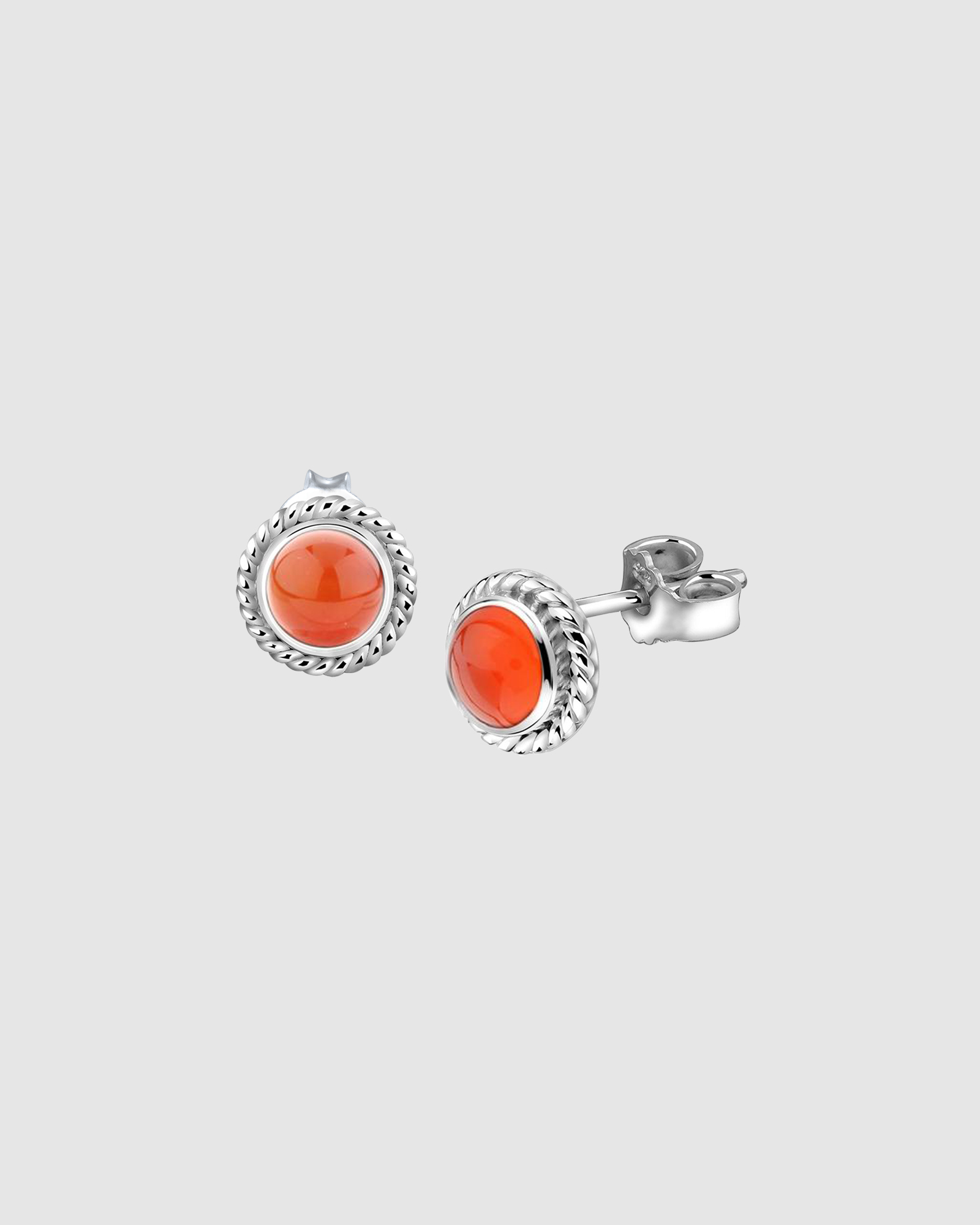 Earrings Stud Cornelian Birthstone September 925 Sterling Silver