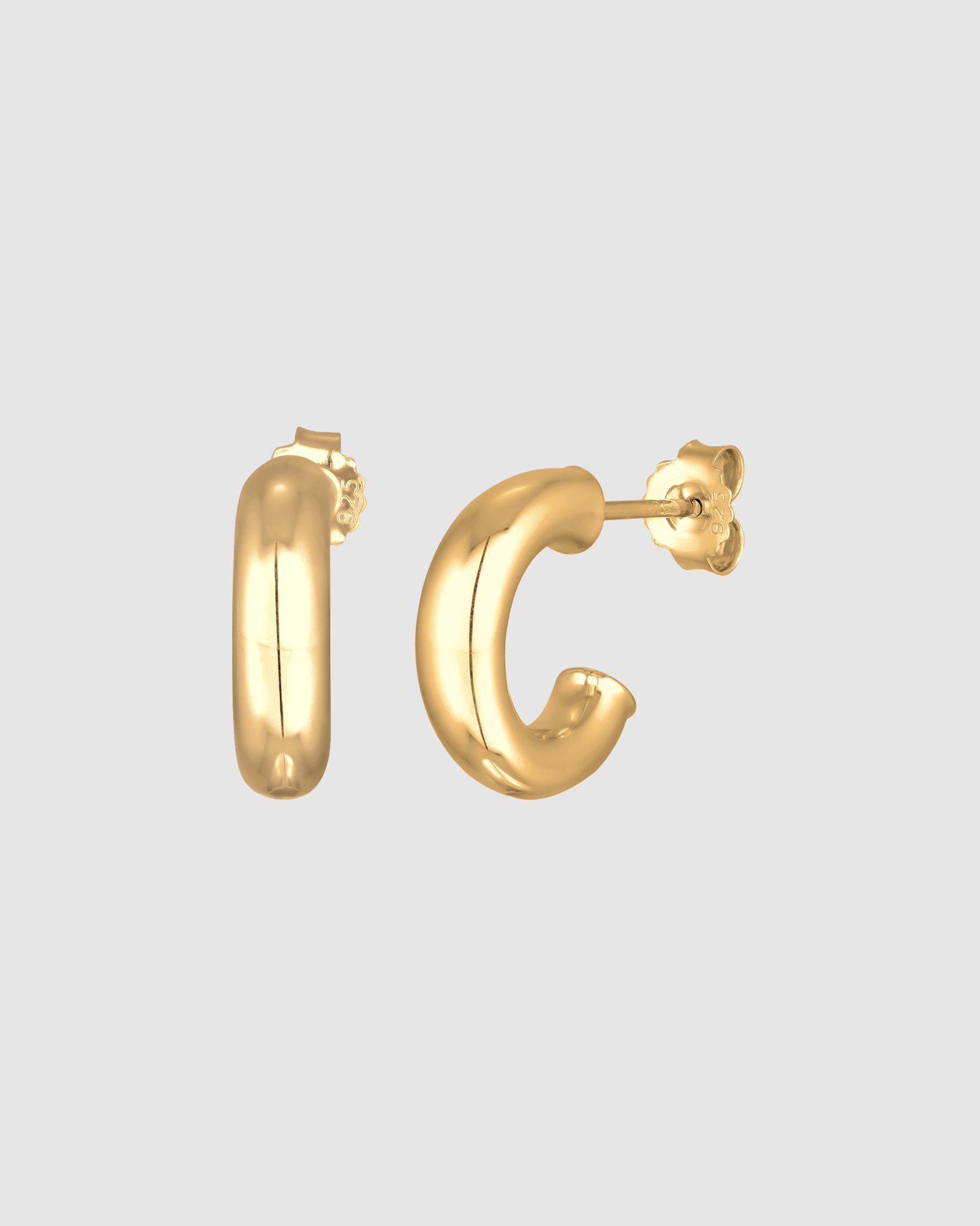 Earrings Creoles Studs Chunky In 925 Sterling Silver Gold Plated