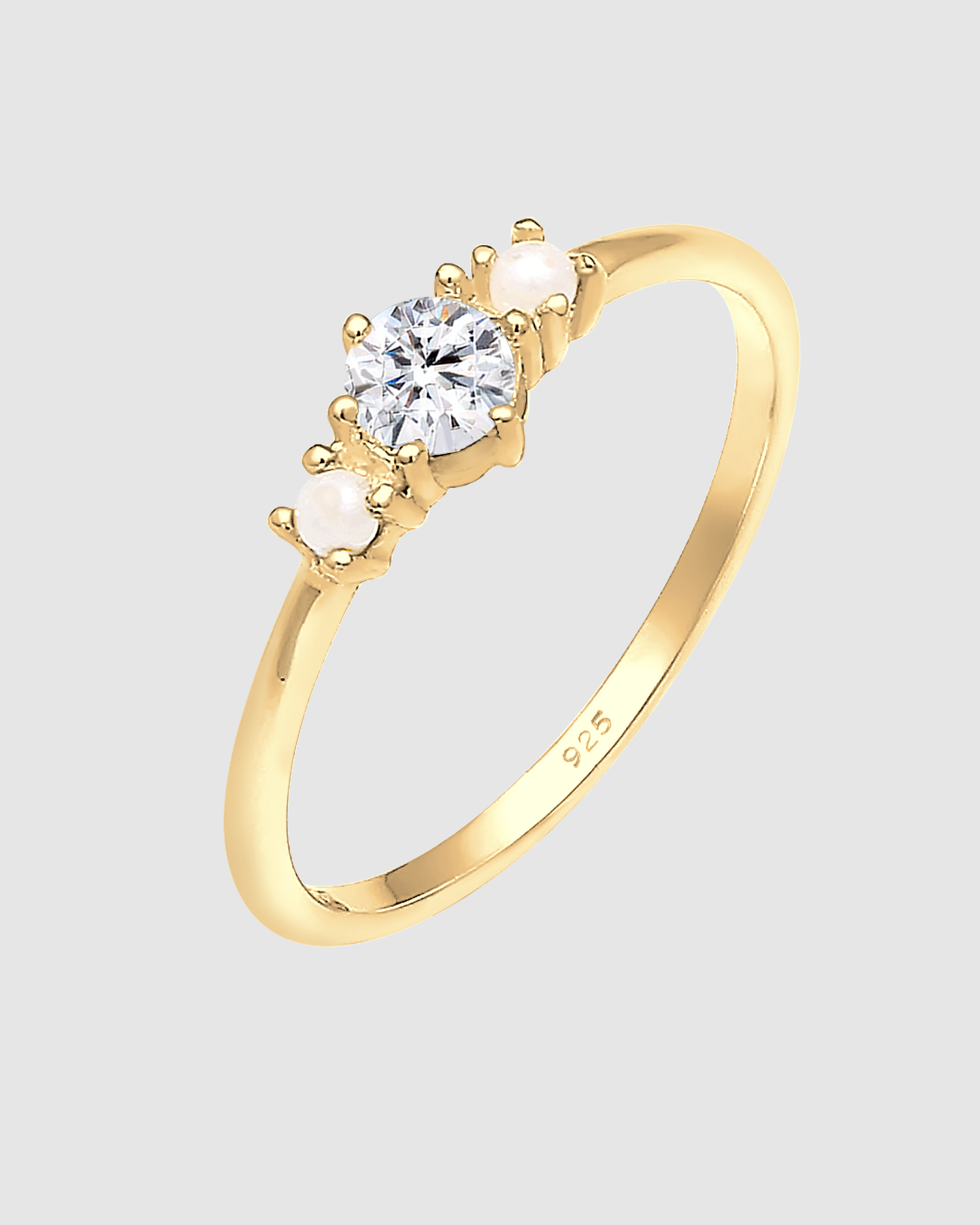 Ring Synthetic Pearls in 925 Sterling Silver Gold Plated