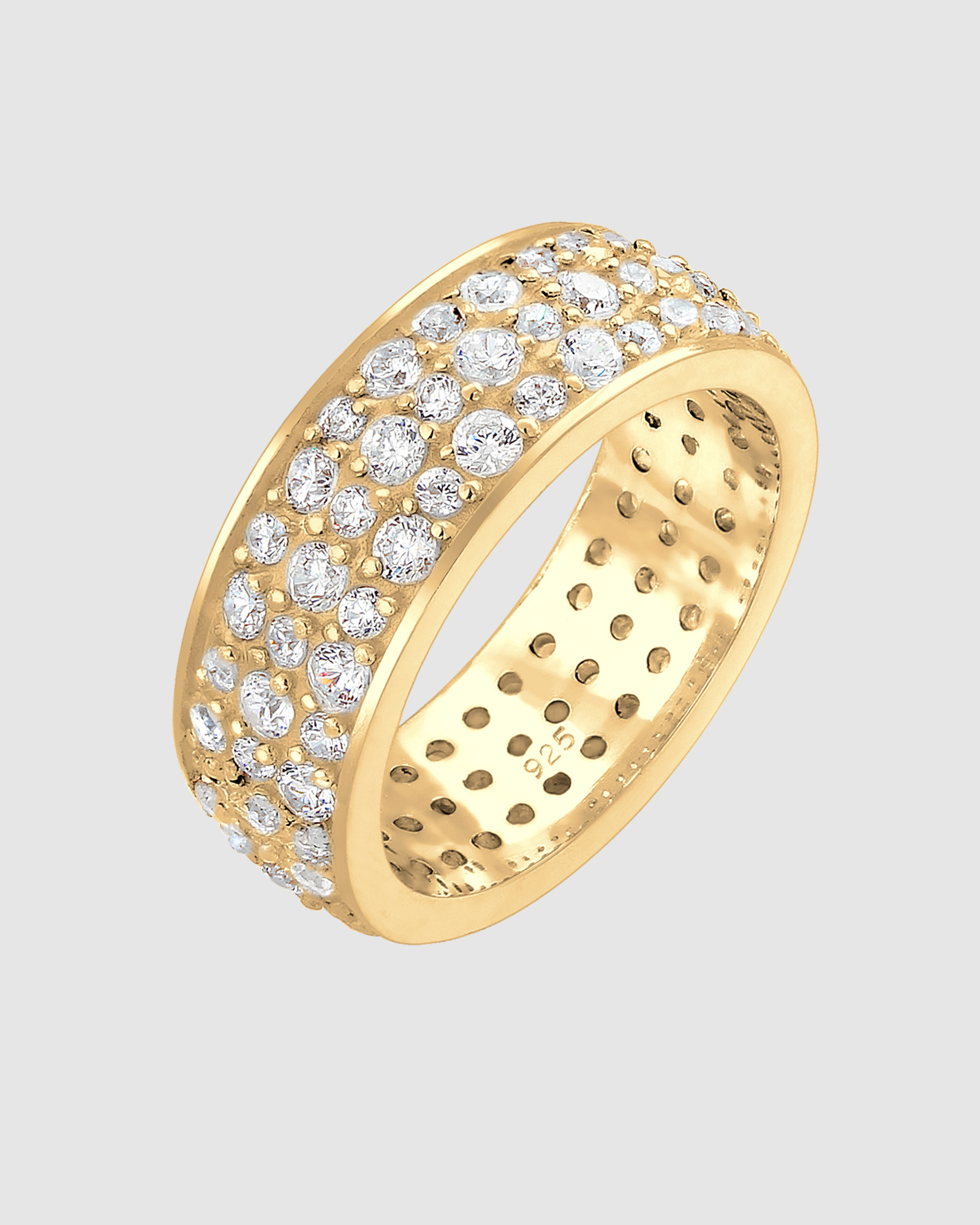 Ring Bandring Glamour Classic Zirconia Crystals 925 Sterling Silver Gold Plated