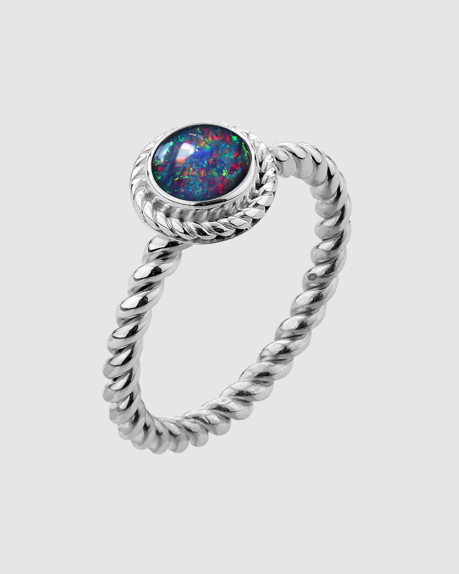 Ring Opal Birthstone 925 Sterling Silver