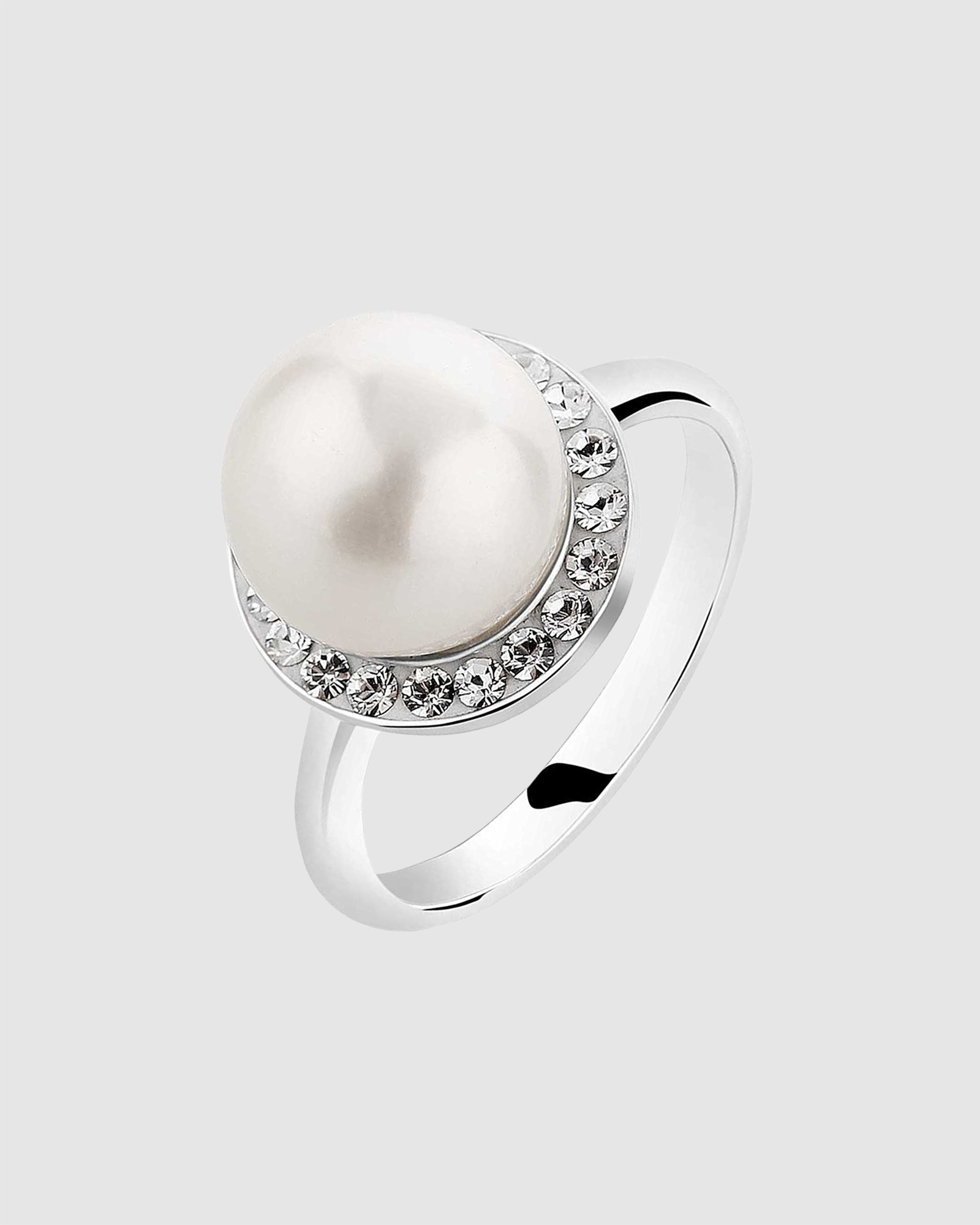 Ring Shell Pearl Crystal 925 Sterling Silver