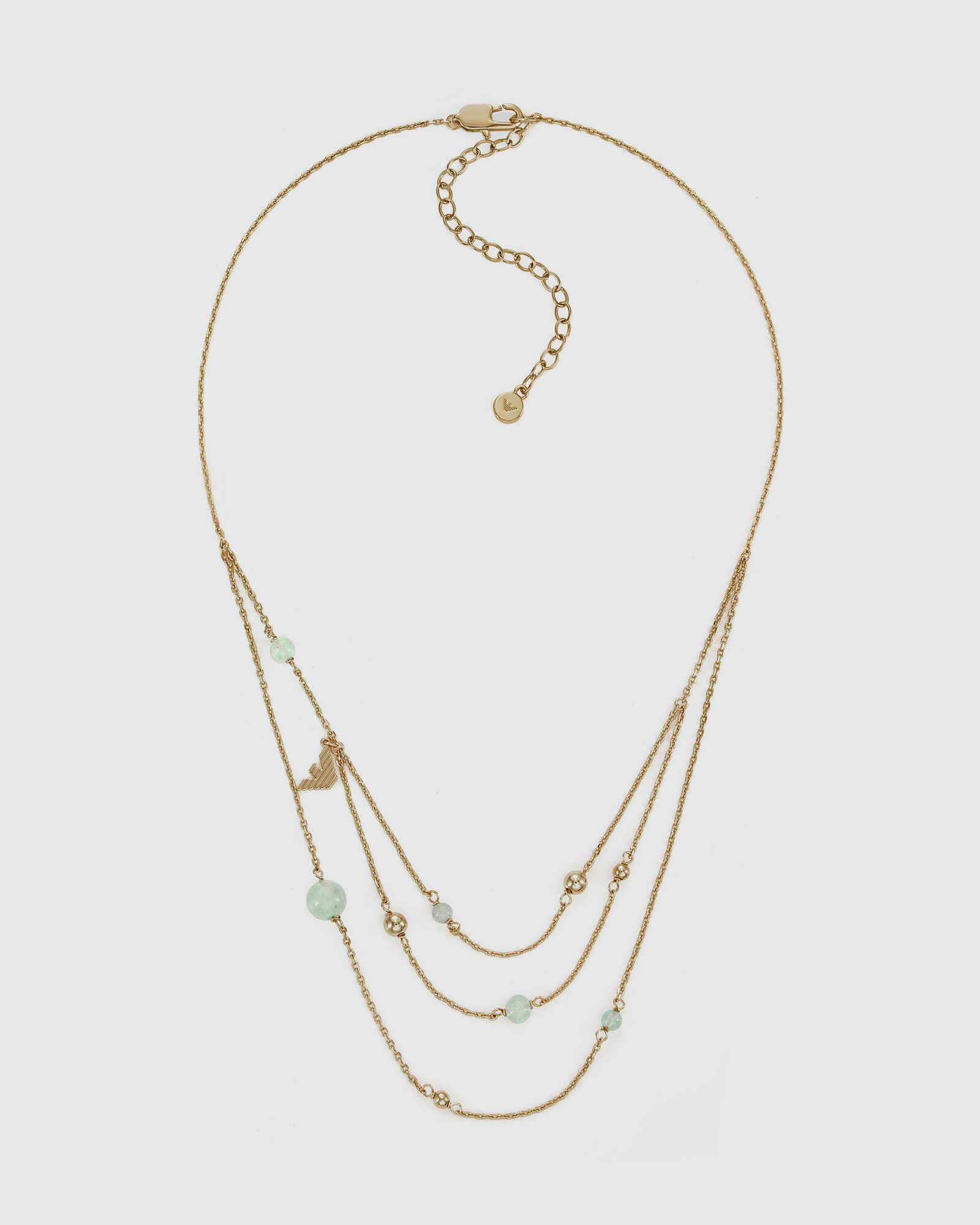 Gold-Tone Green Aventurine Multi-Chain Necklace