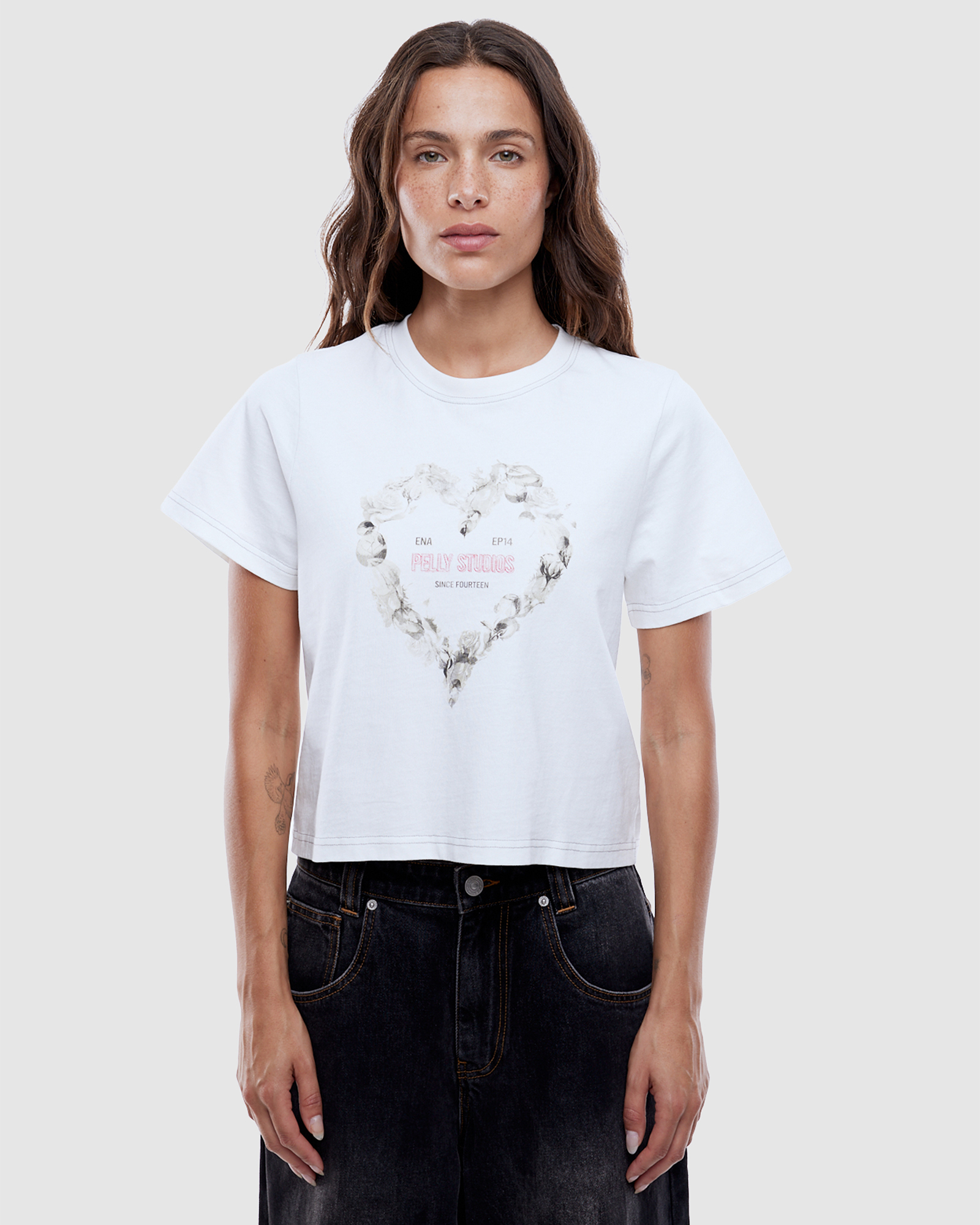 Rose Heart Relaxed Baby Tee