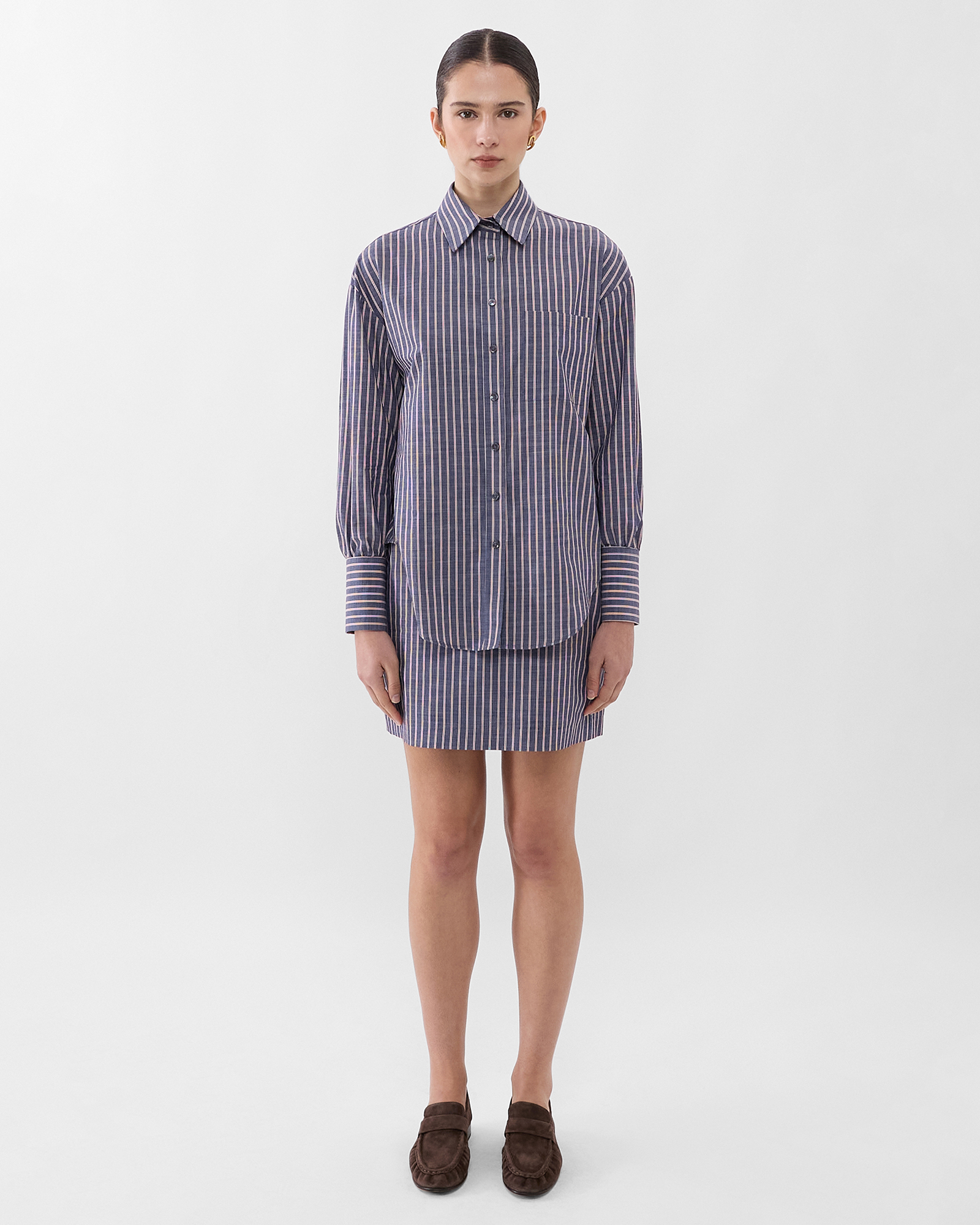 Chambray Stripe Oversized Shirt