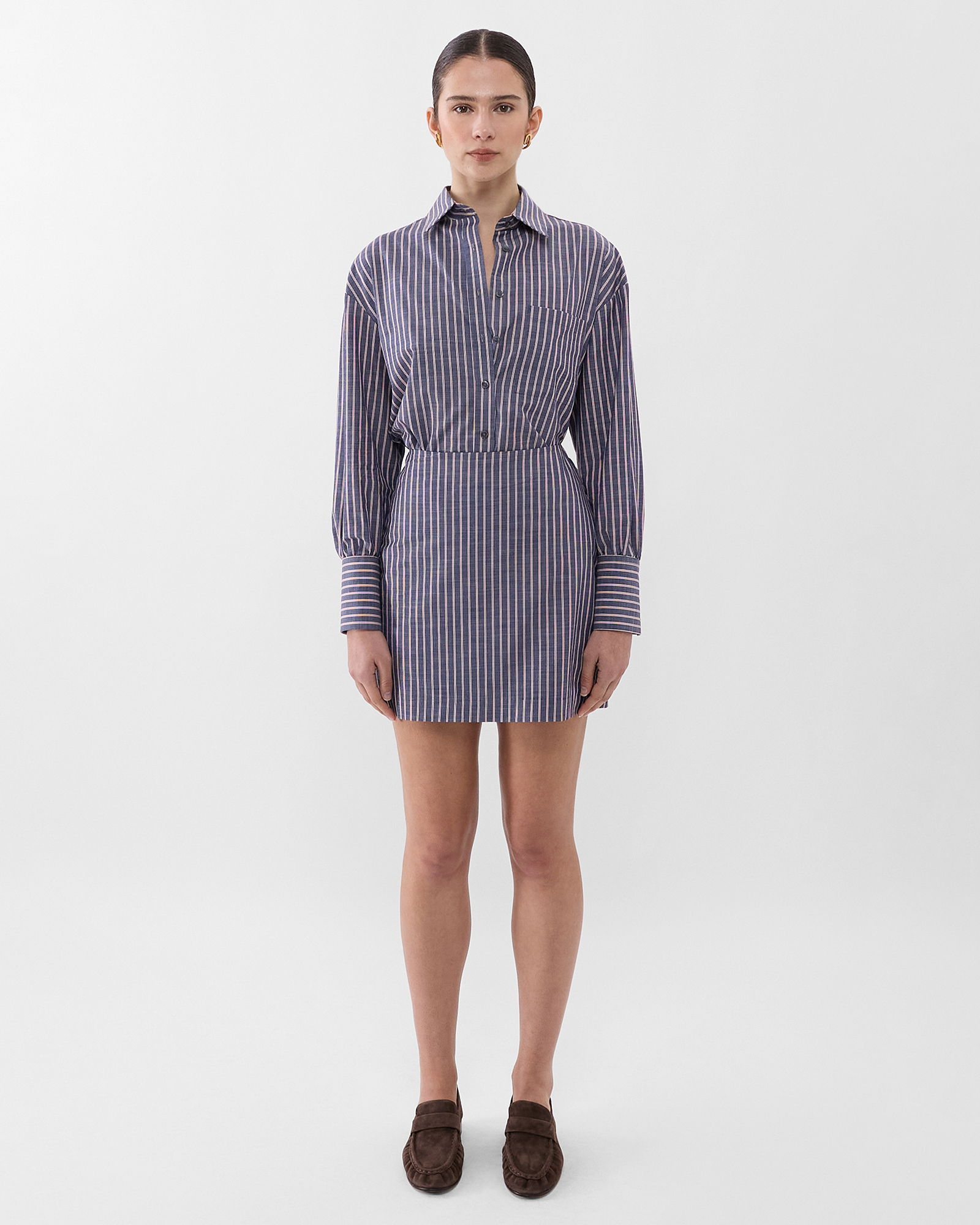 Chambray Stripe Mini Skirt