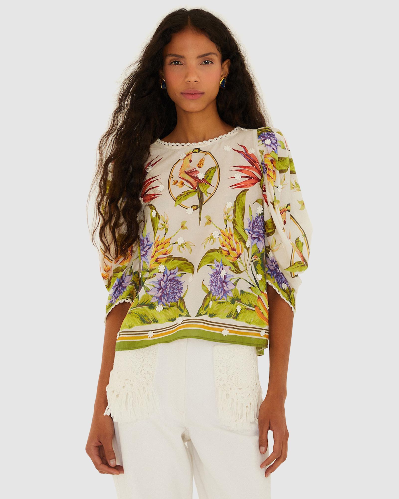Tropical Scarf Sand Green Blouse