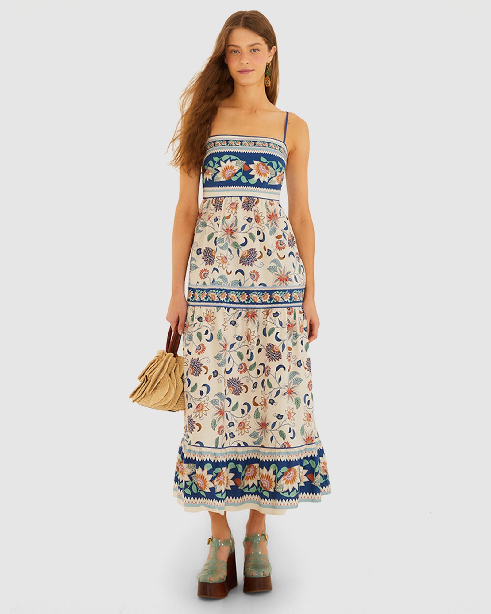 Floral Delhi Tapestry Light Pink Midi Dress