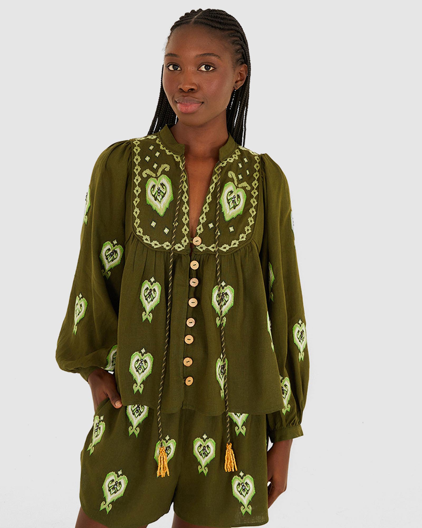 Green Embroidered Blouse