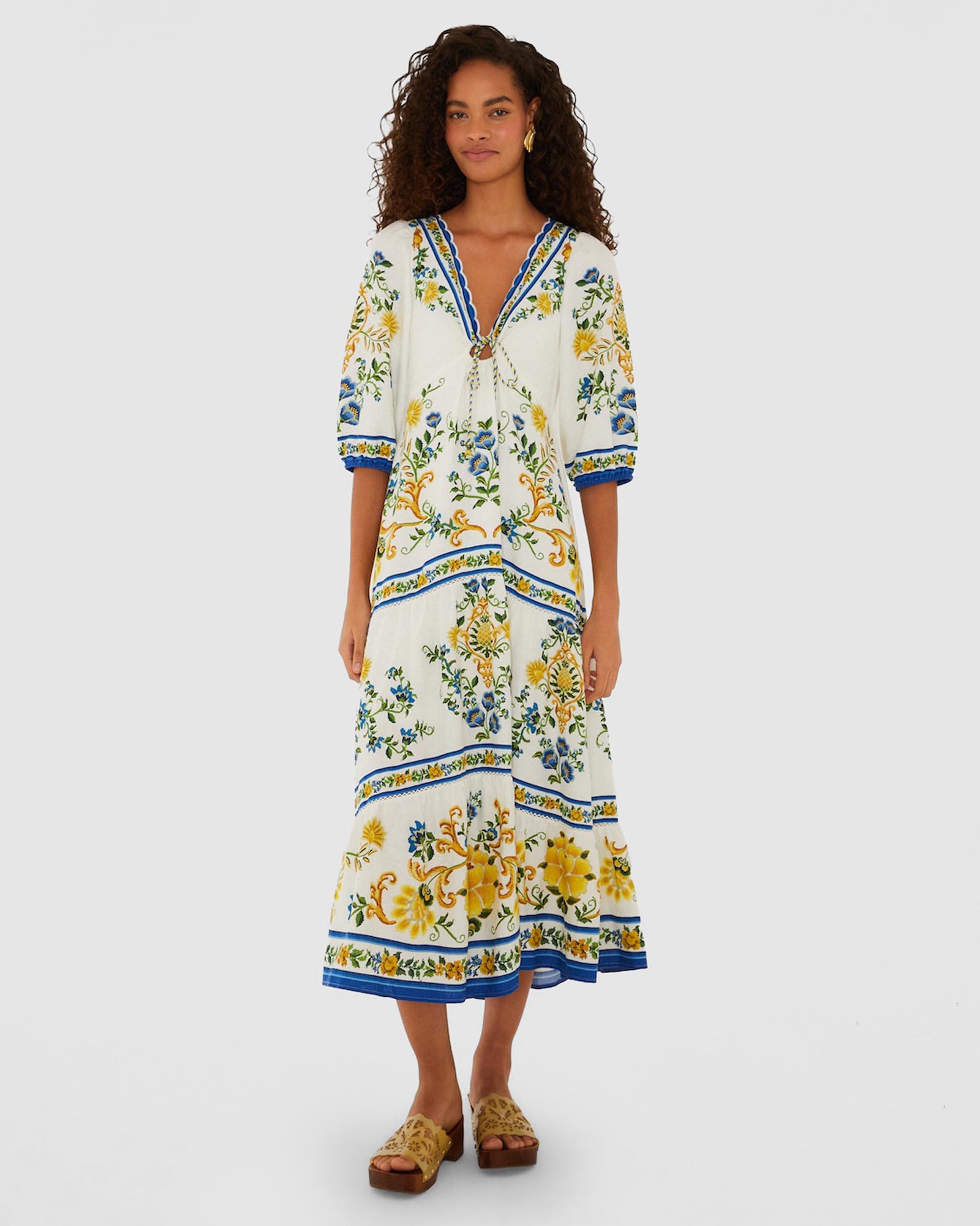 Emily Floral Tapestry Off-White Maxi Dress