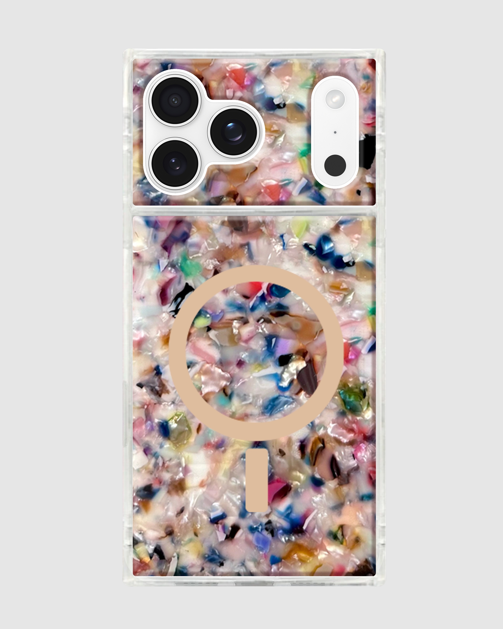 Flaunt Square Rainbow Confetti Tortoise Shell MagSafe Case for iPhone 17 Pro