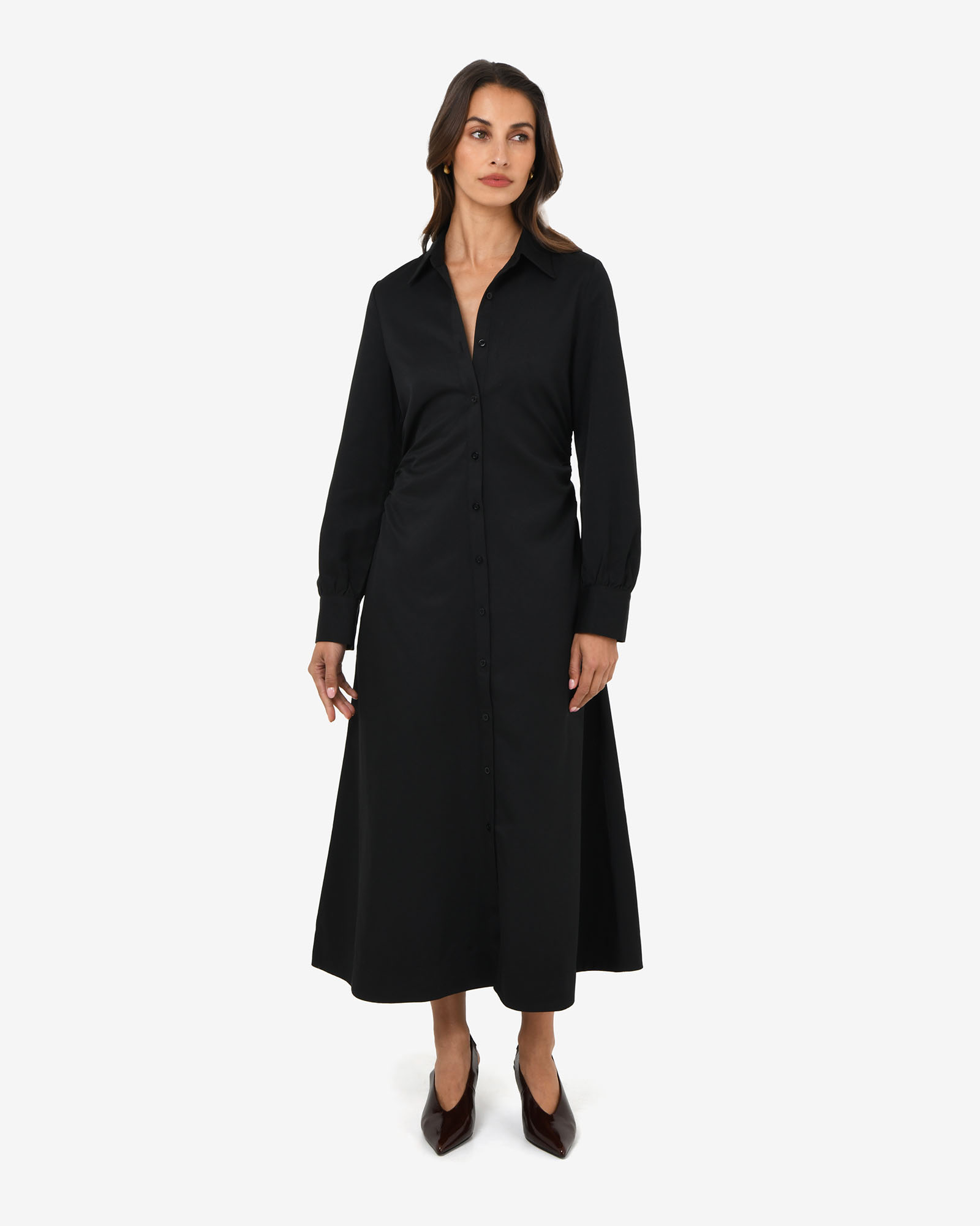 Lune Ruched Shirt Dress