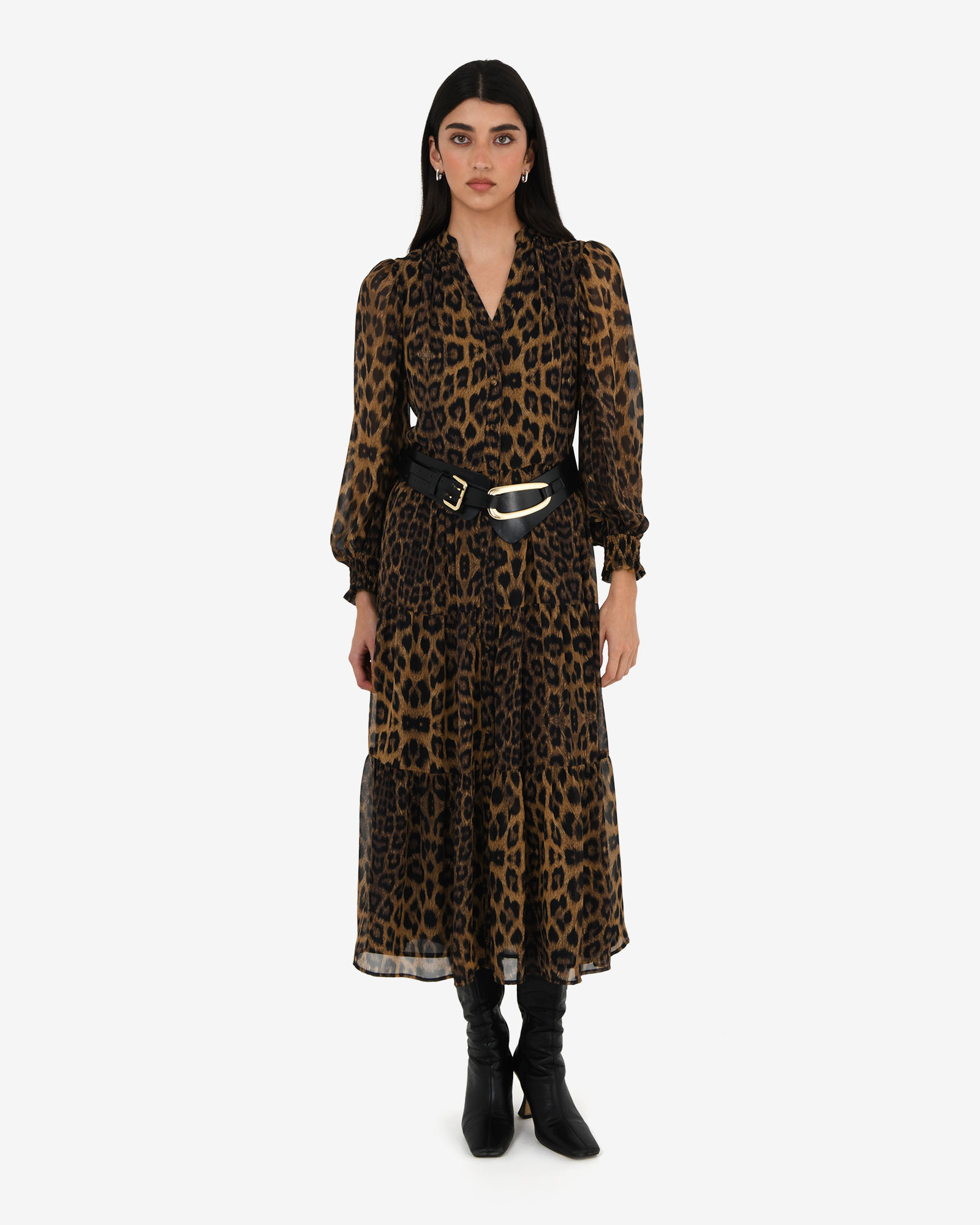 Shakira V-Neck Button Dress