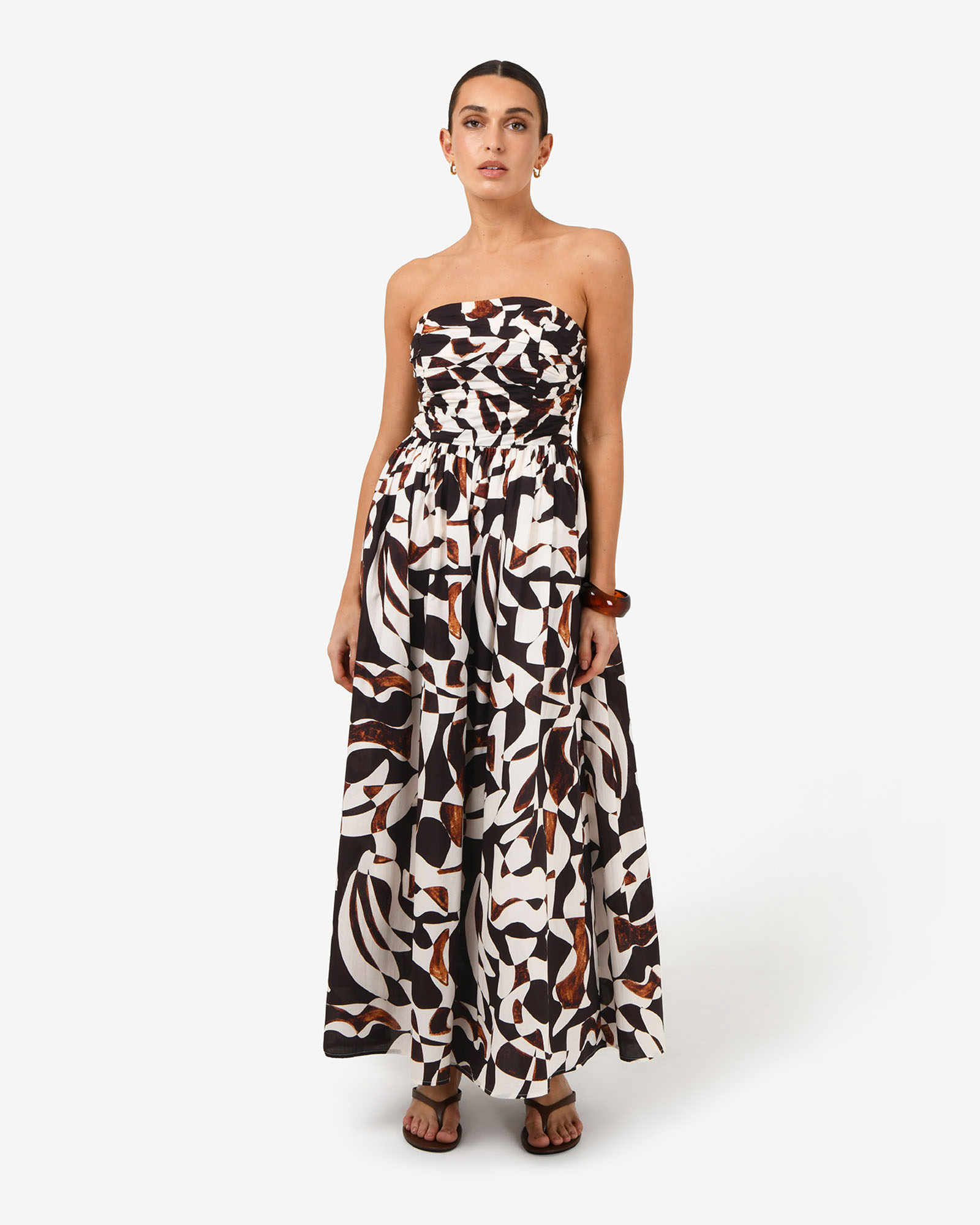 Hazel Printed Strapless Dress