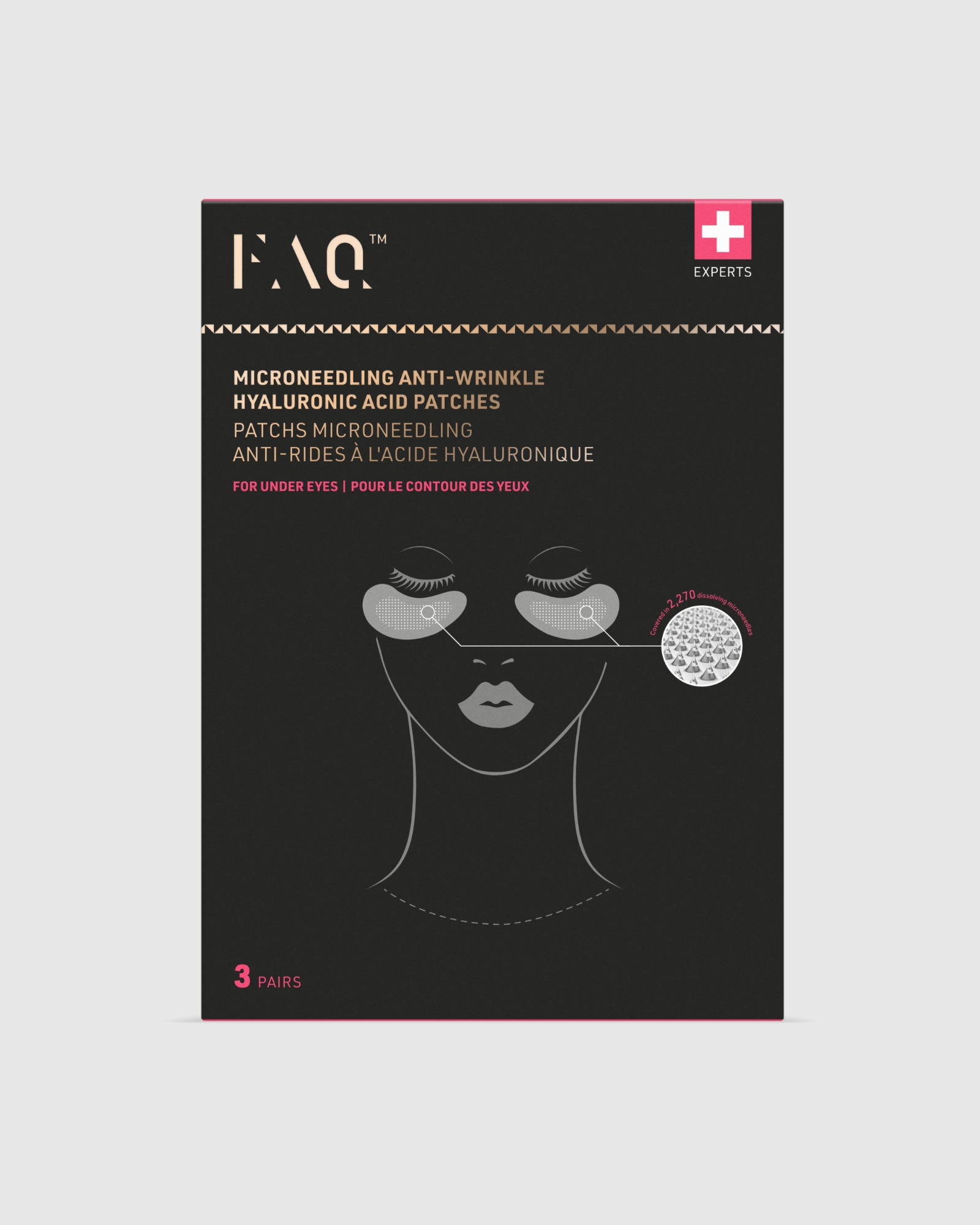 FAQ Microneedling Anti-Wrinkle Hyaluronic Acid Patches For Under Eyes 3 Pairs