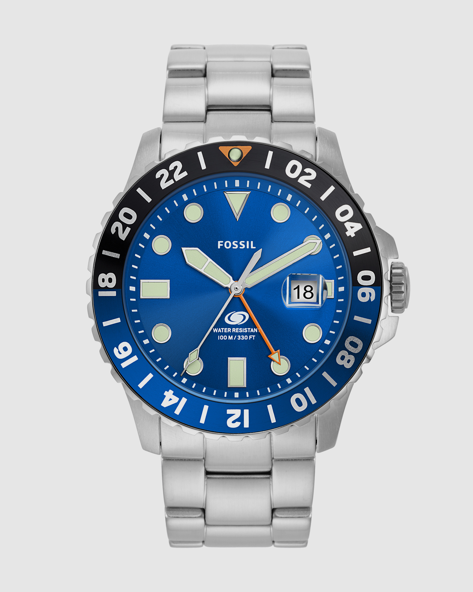 Fossil Blue Silver Tone Analogue Watch