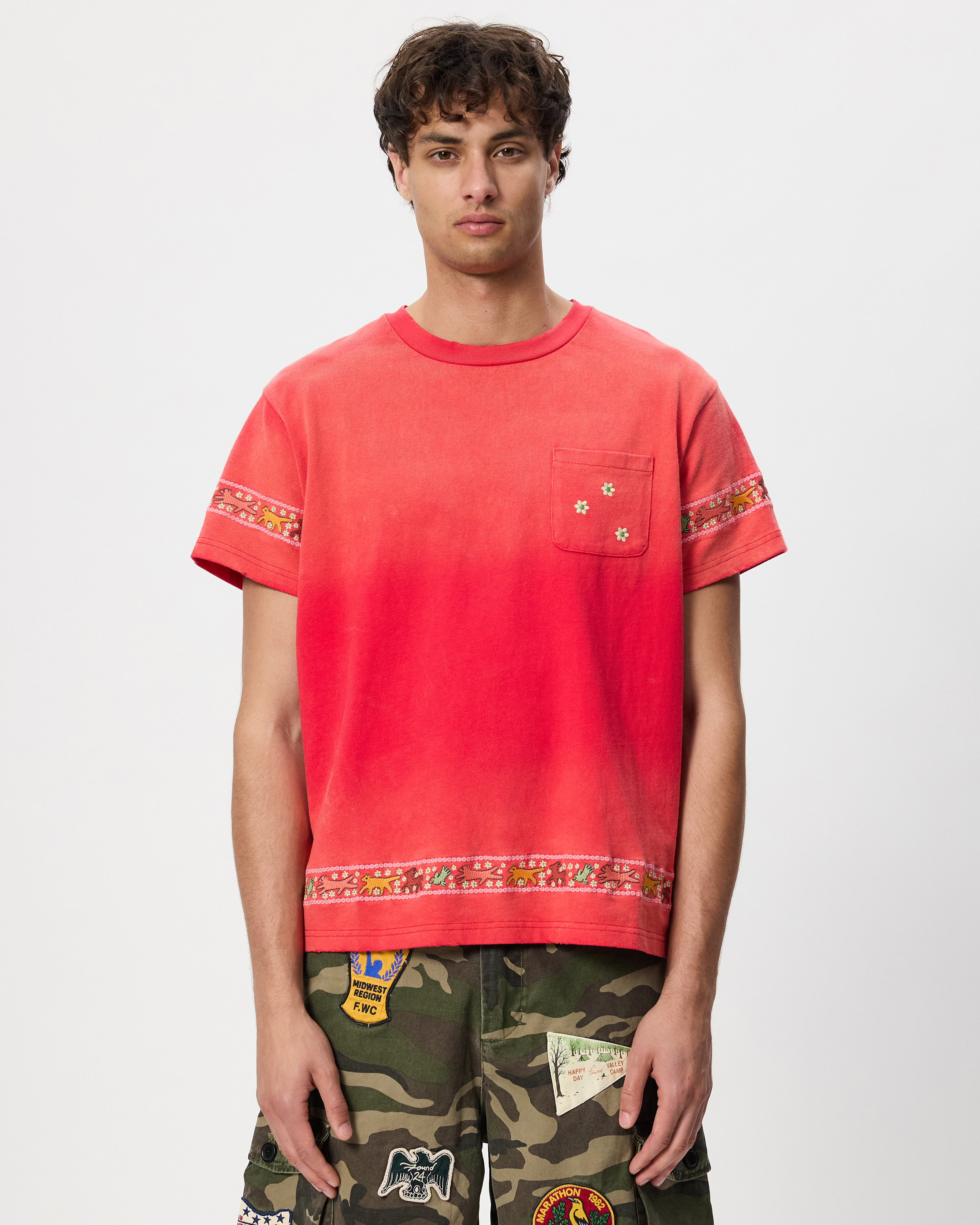 Embroidered Flower Border Tee