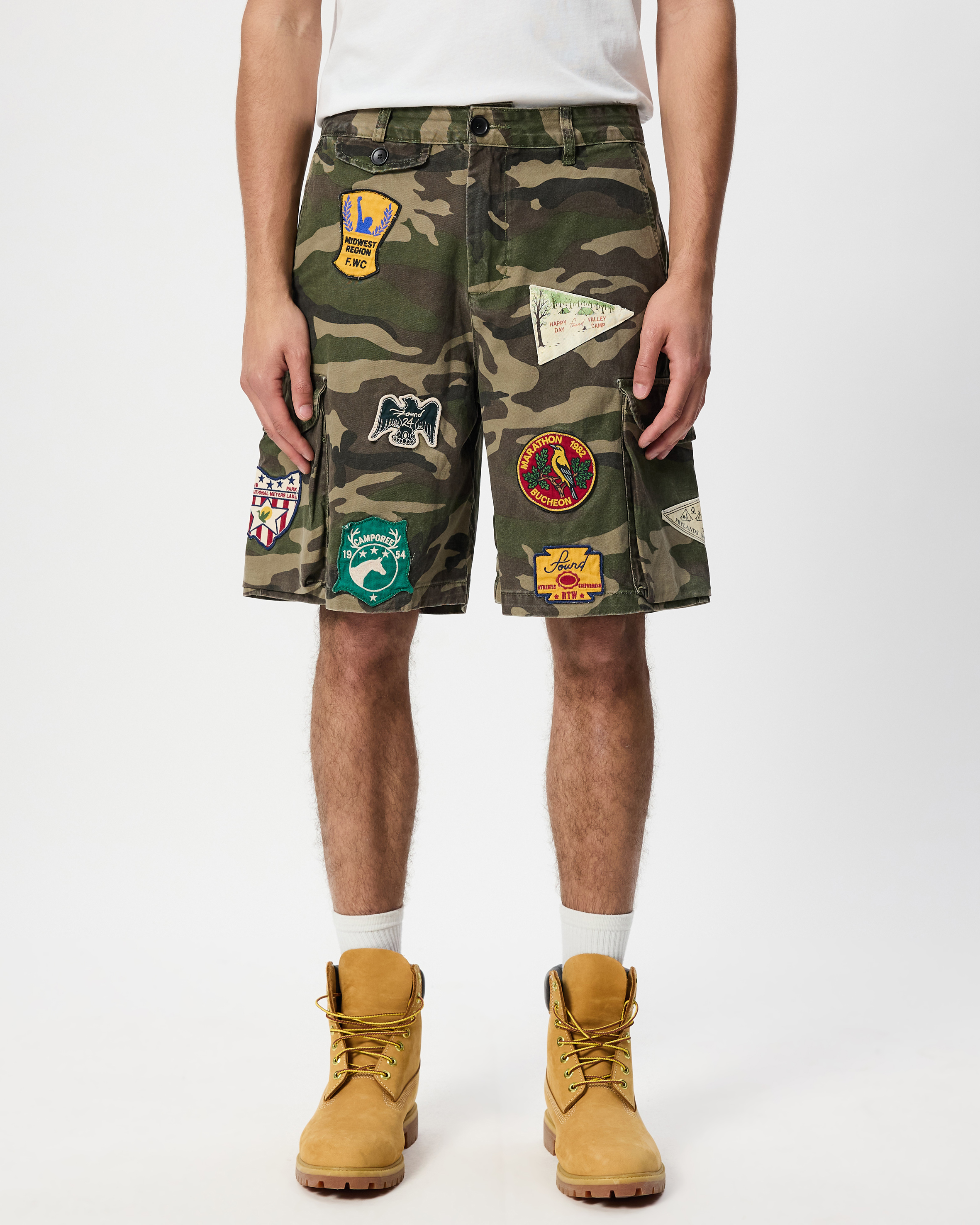 Camo Patchwork Cargo Shorts