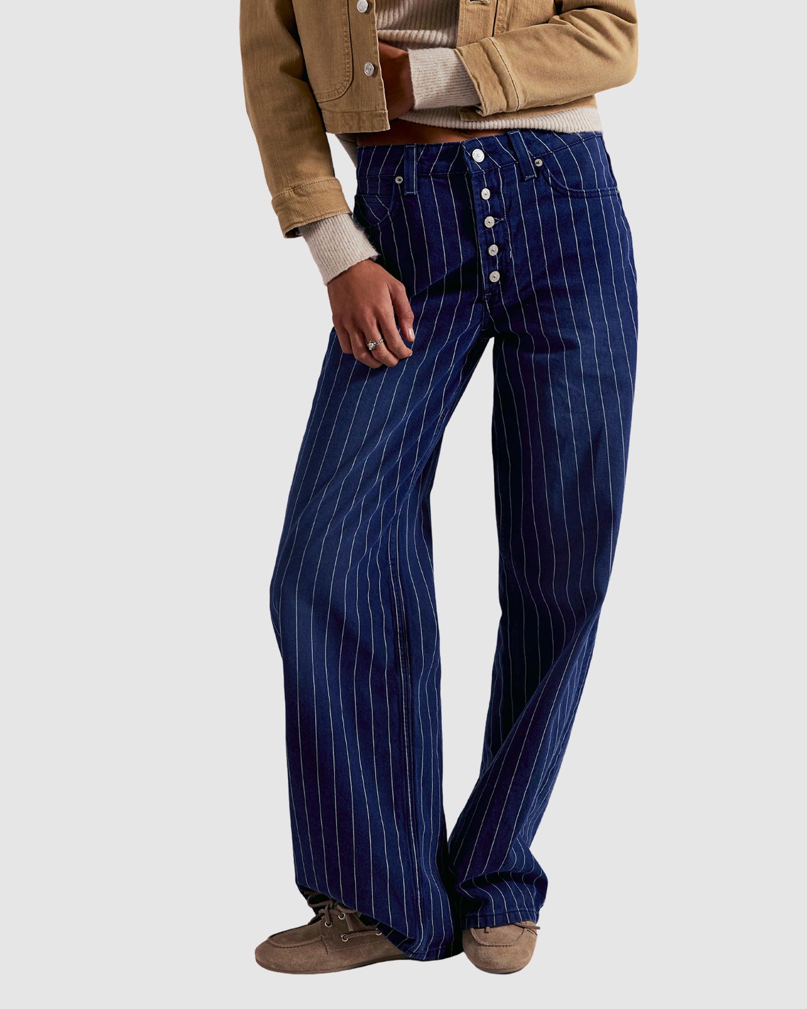 Striped Nia BF Jeans