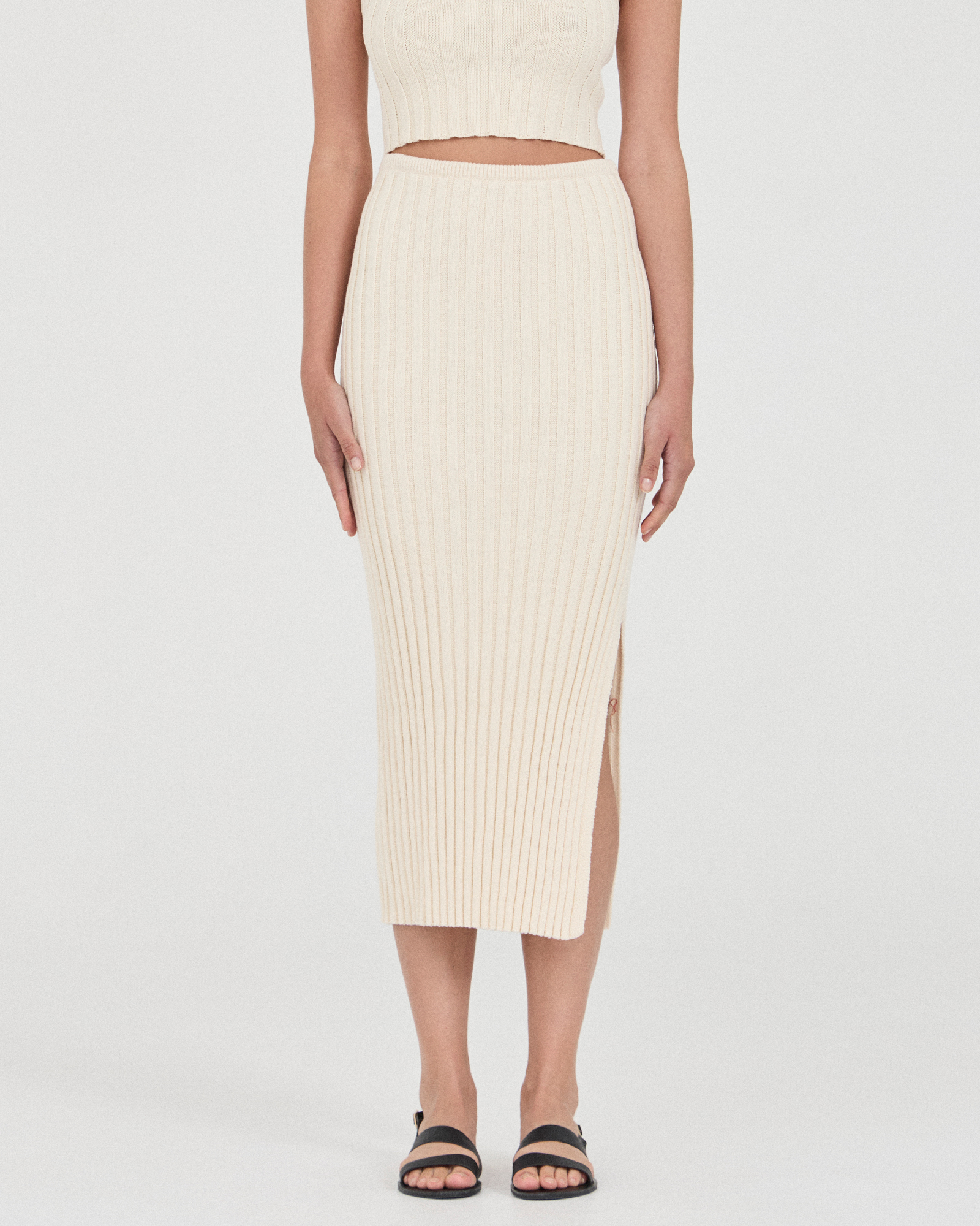 The Cotton Rib Midi Skirt