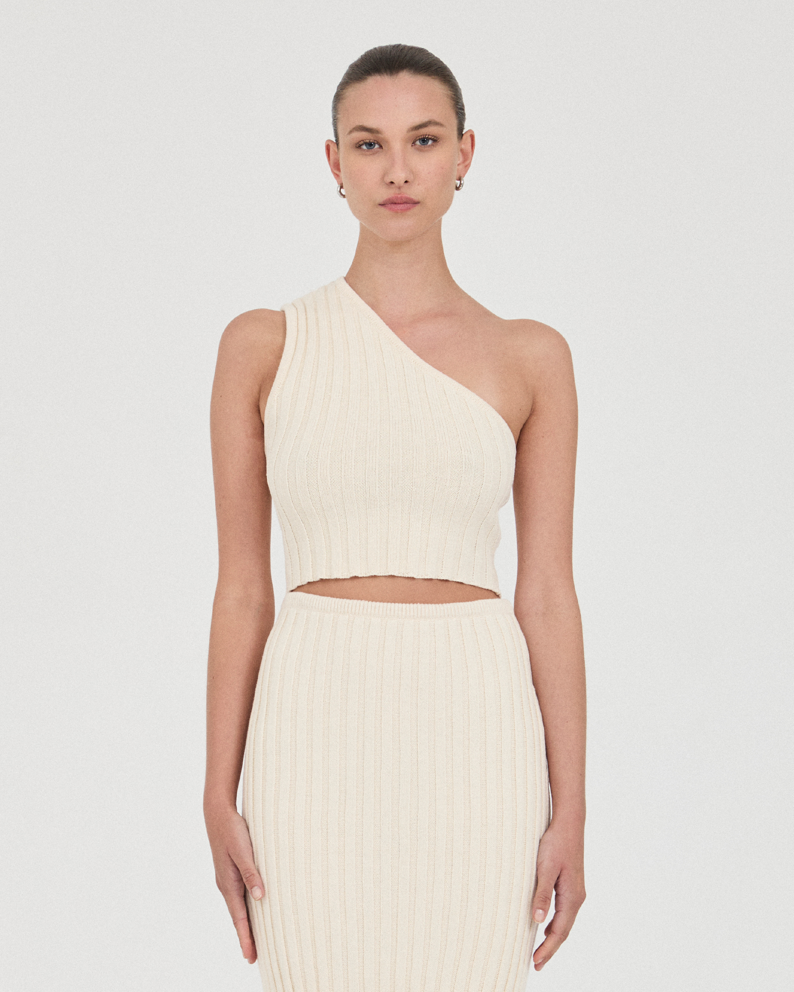 The Cotton Rib One-Shoulder Top
