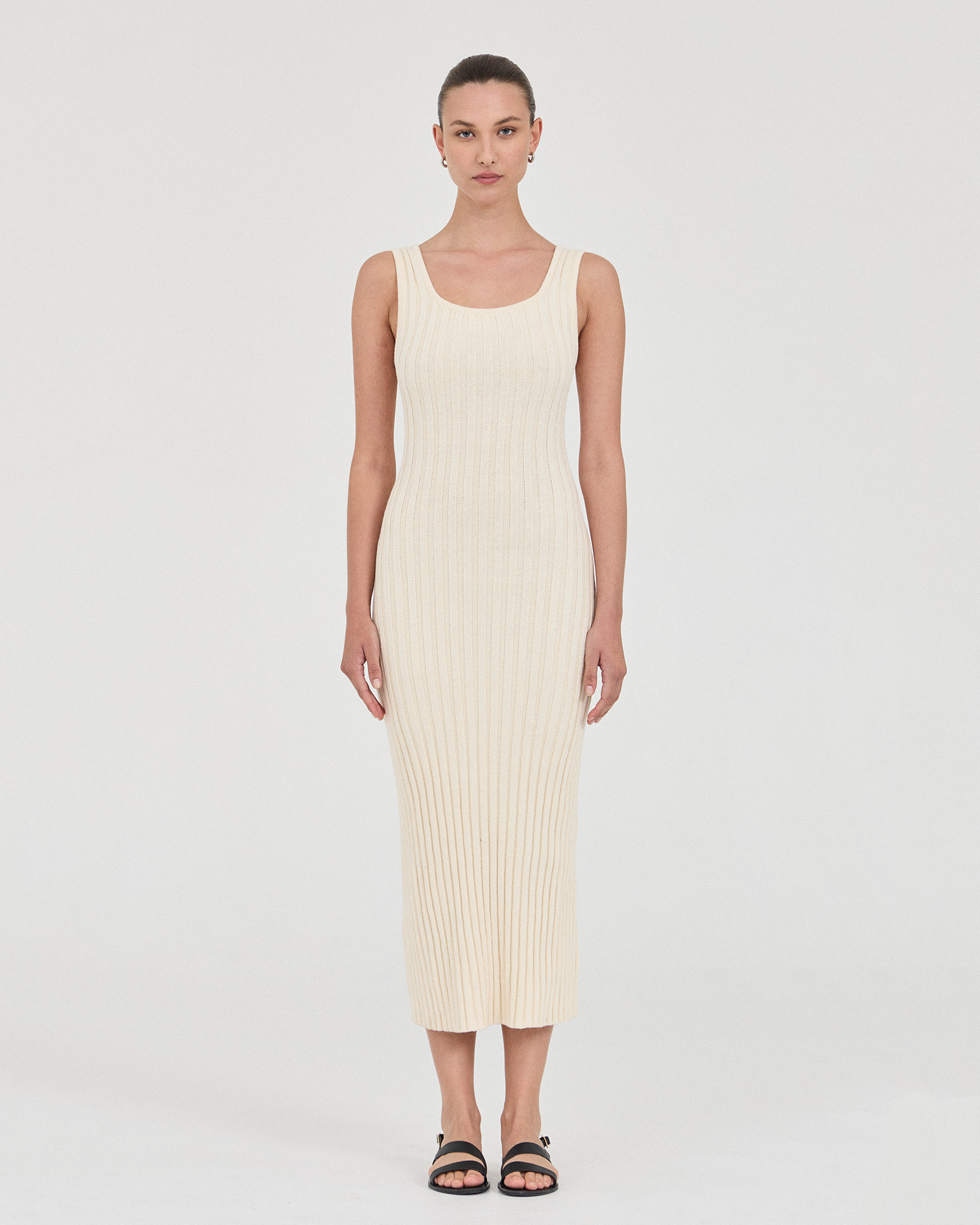 The Cotton Rib Square-Neck Dress