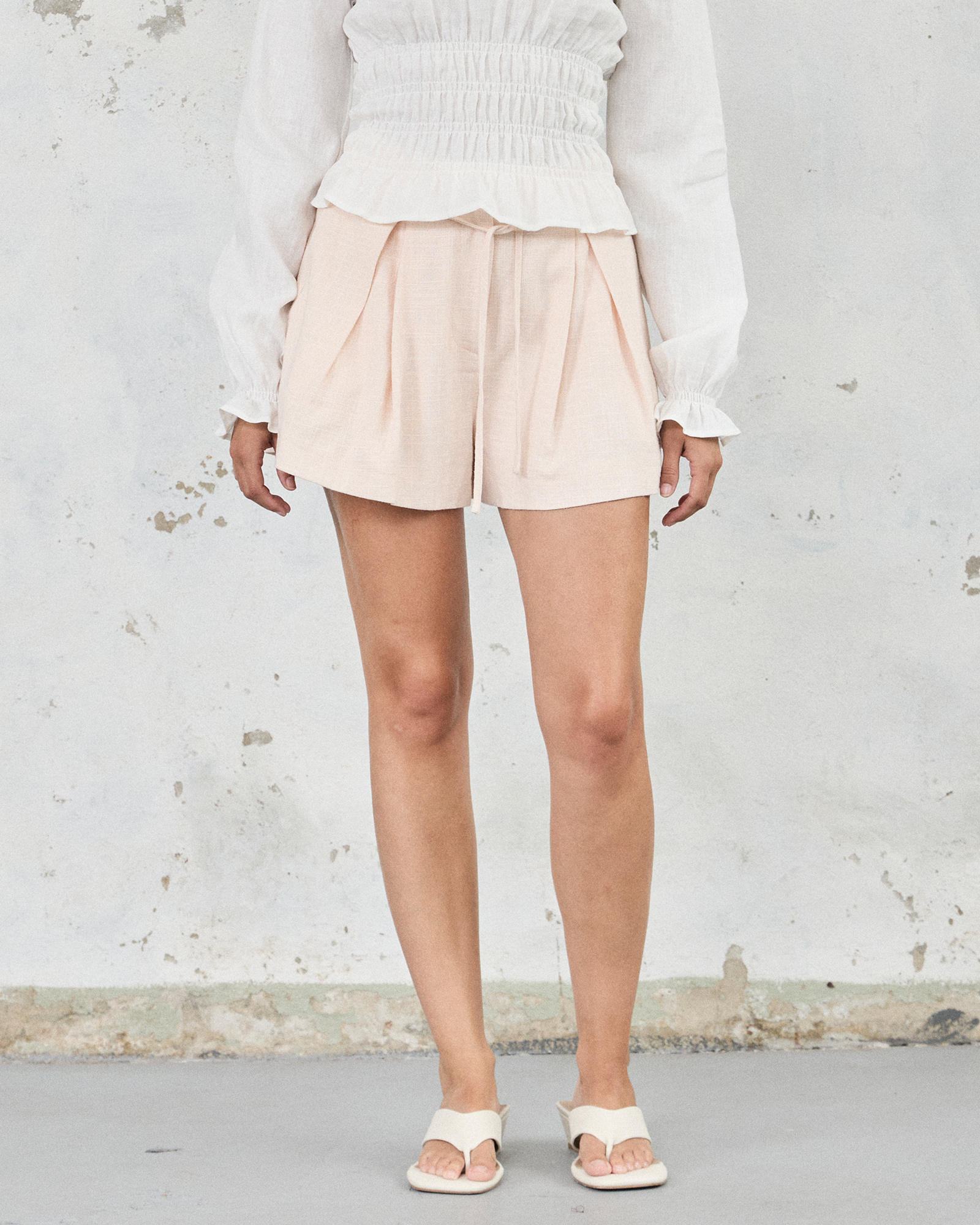 The Linen-Blend A-Line Shorts