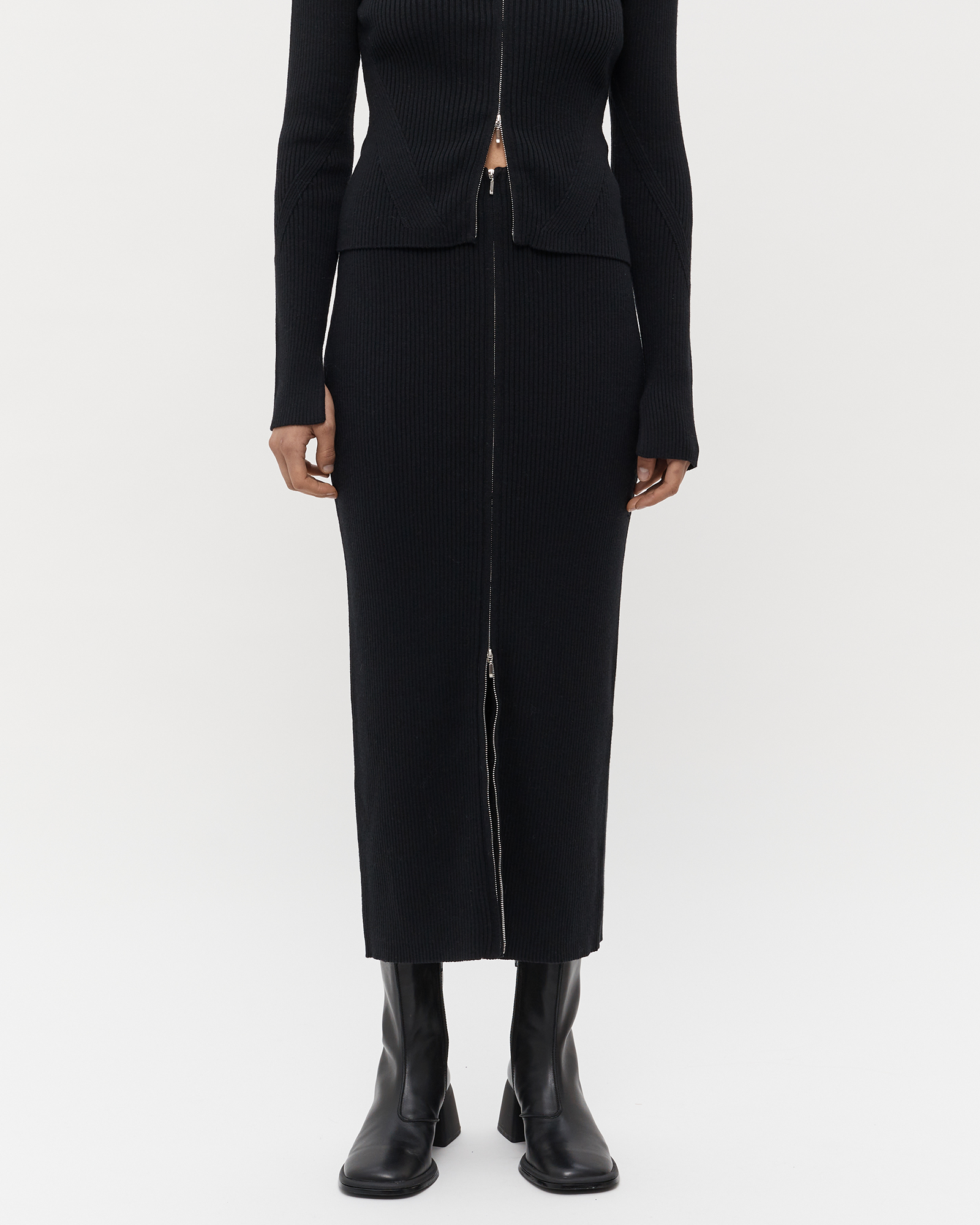 Ada Double End Zip Wool Skirt