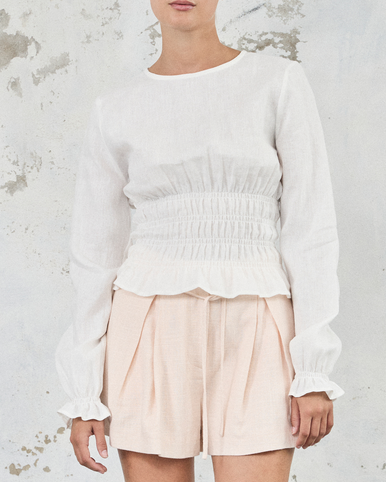 The Linen Shirred Top