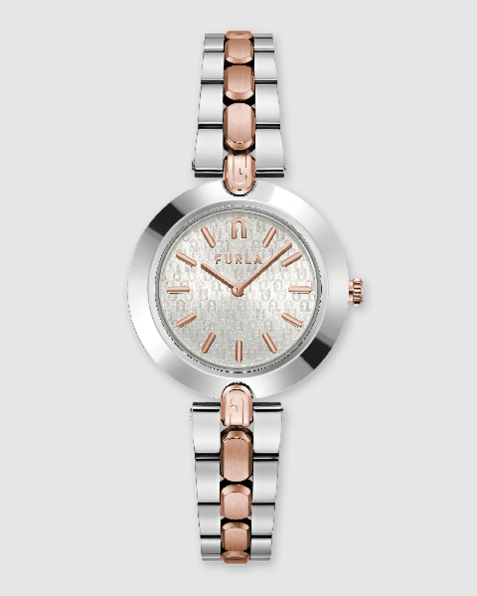 Furla Logo Links Silver Tone