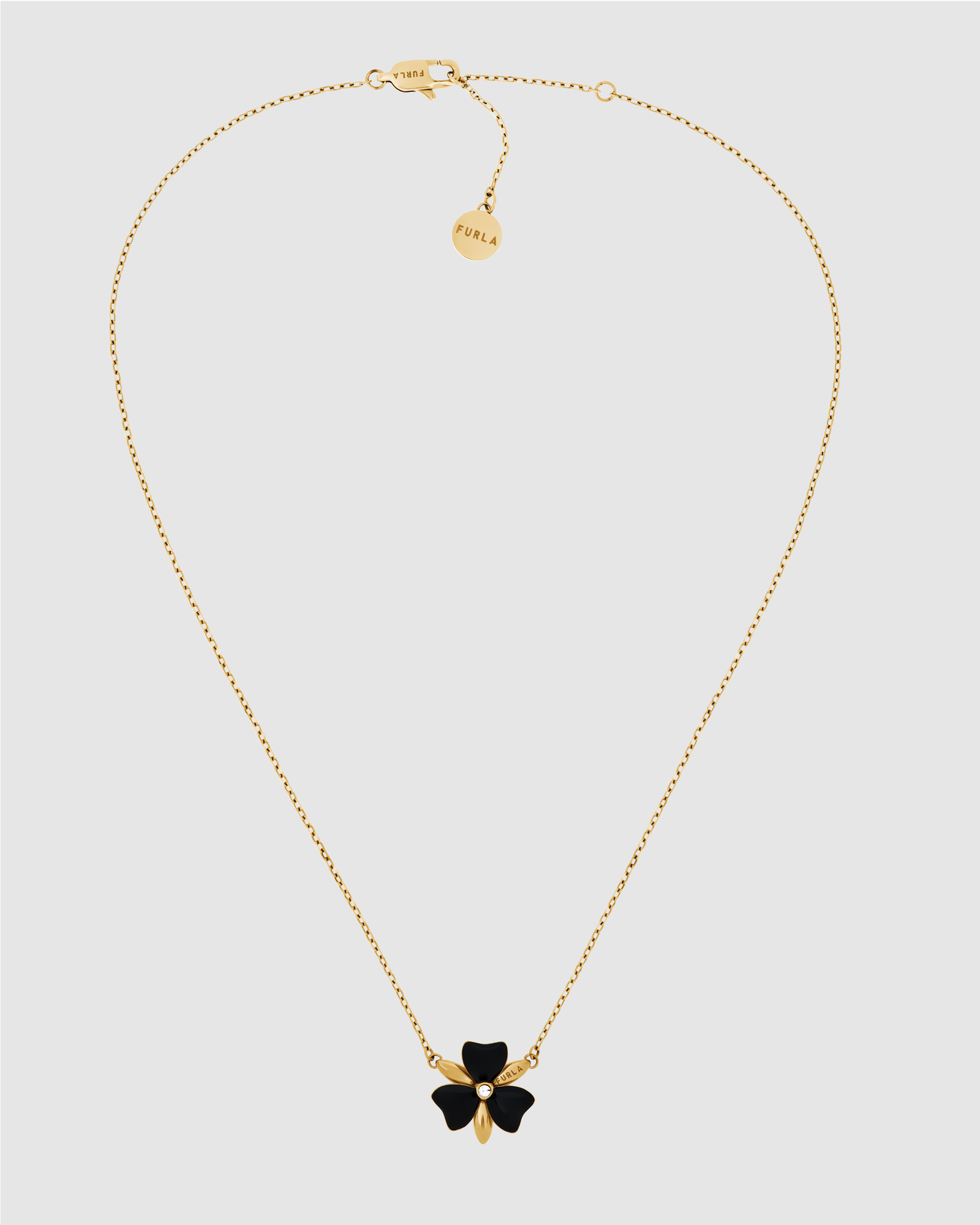 Flora Gold-Tone & Black Enamel Necklace