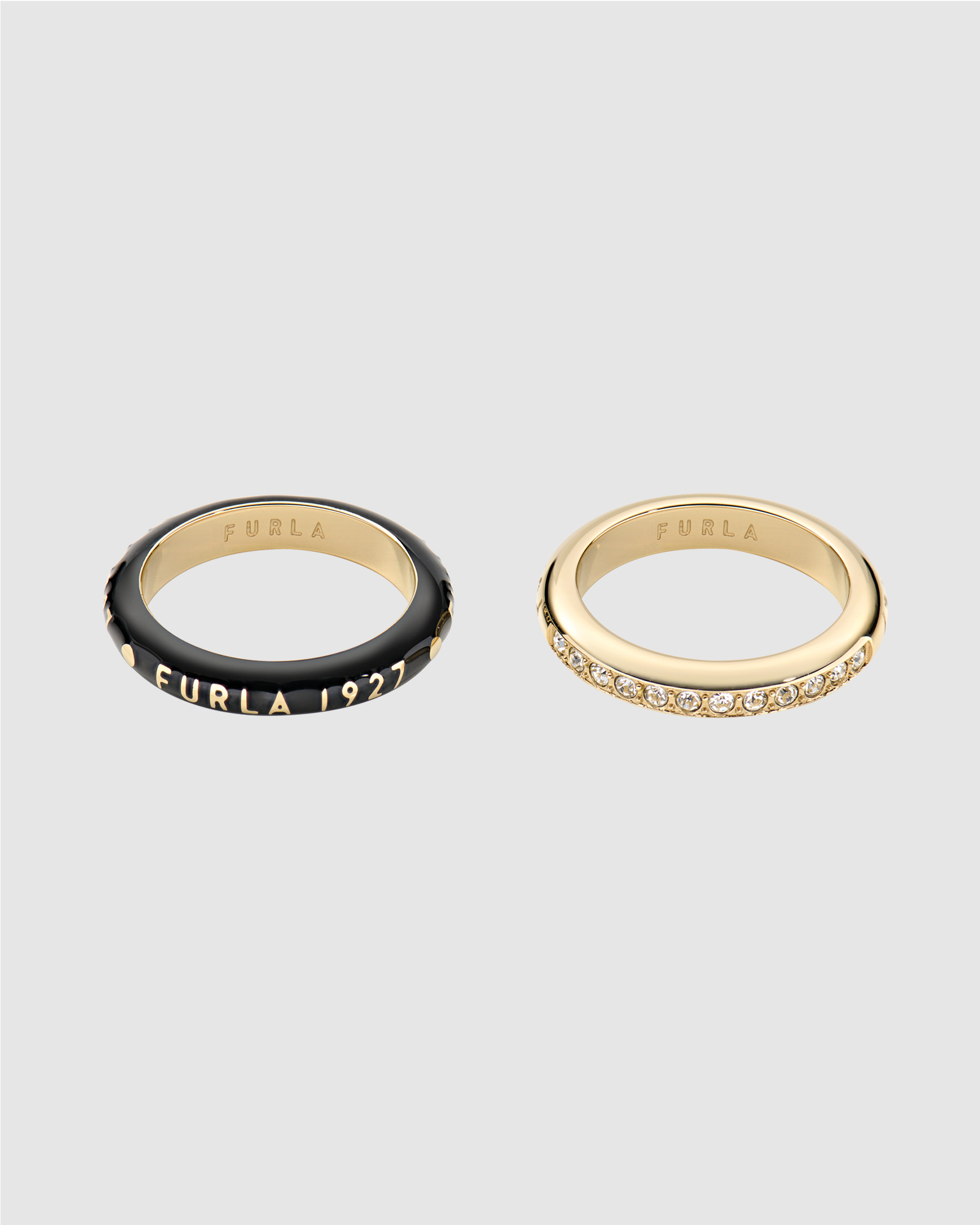 Furla 1927 Colour Edition Gold-Tone Black Enamel Rings