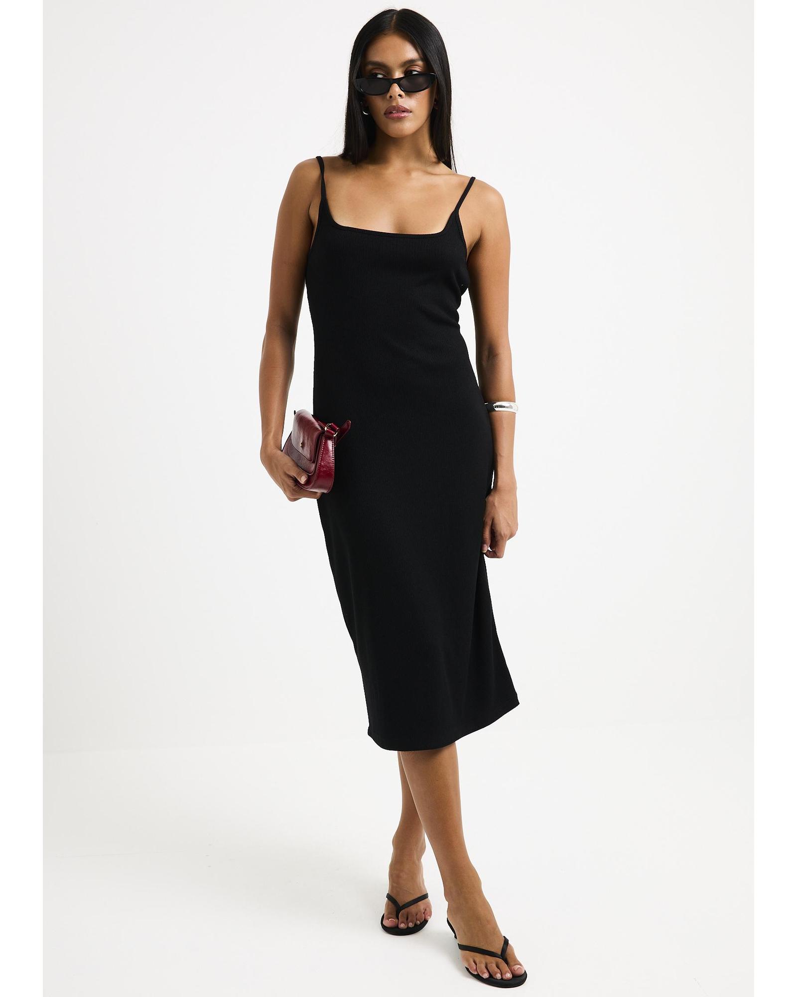 Straight Neck Midi Dress