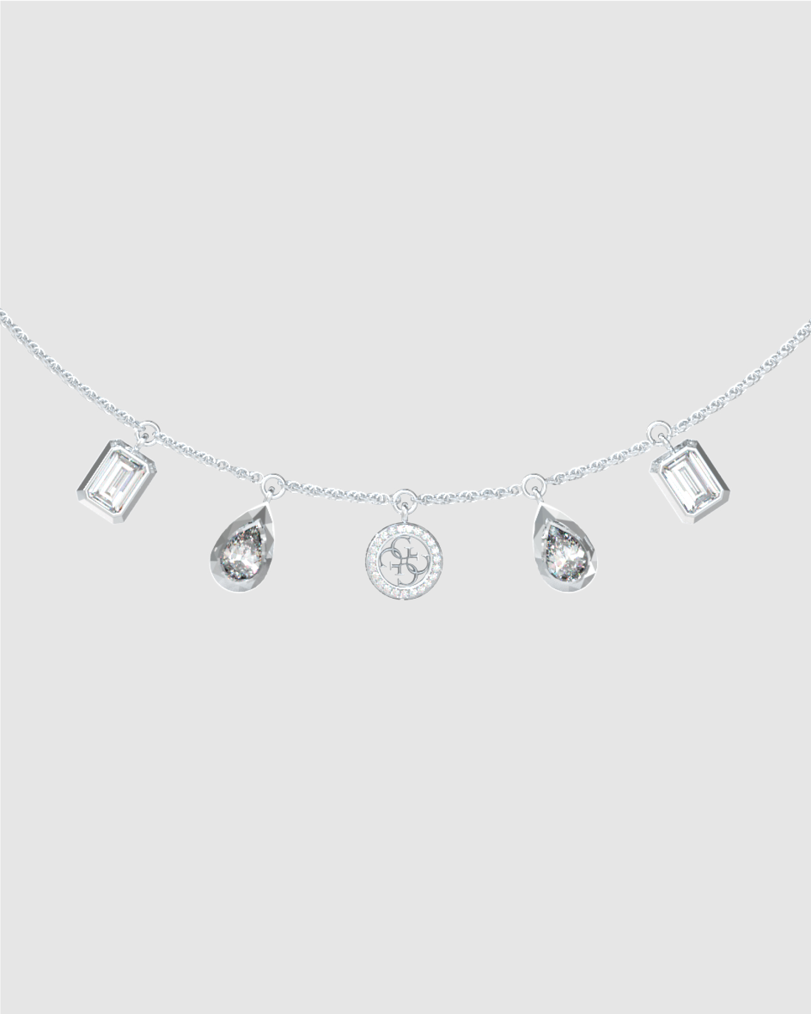 Guess 16-18" 5 Charms & 4G Necklace