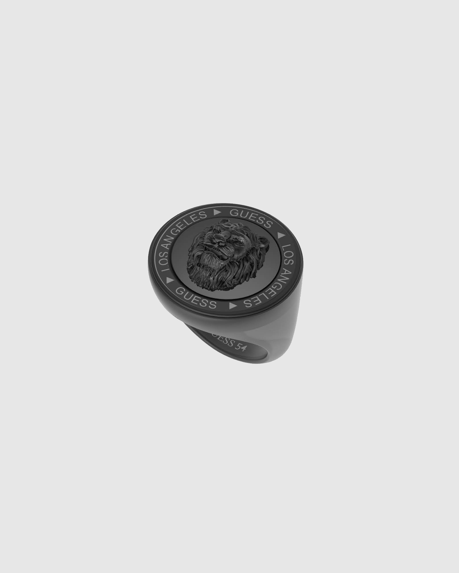 GUESS Lion Coin Black-Tone Ring