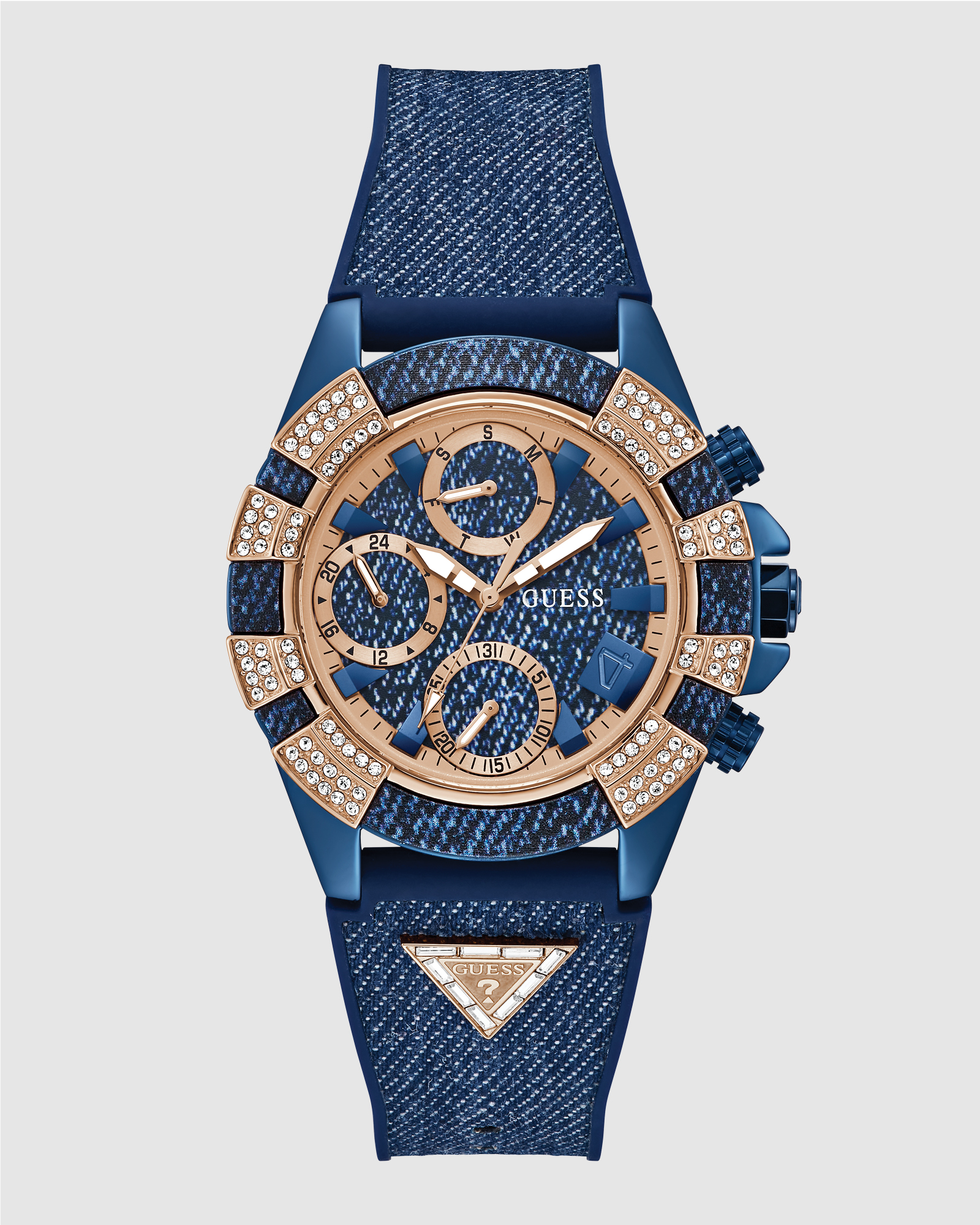 ICONIC 40TH Denim 39mm Rose Gold-Tone Case Blue Silicone Strap