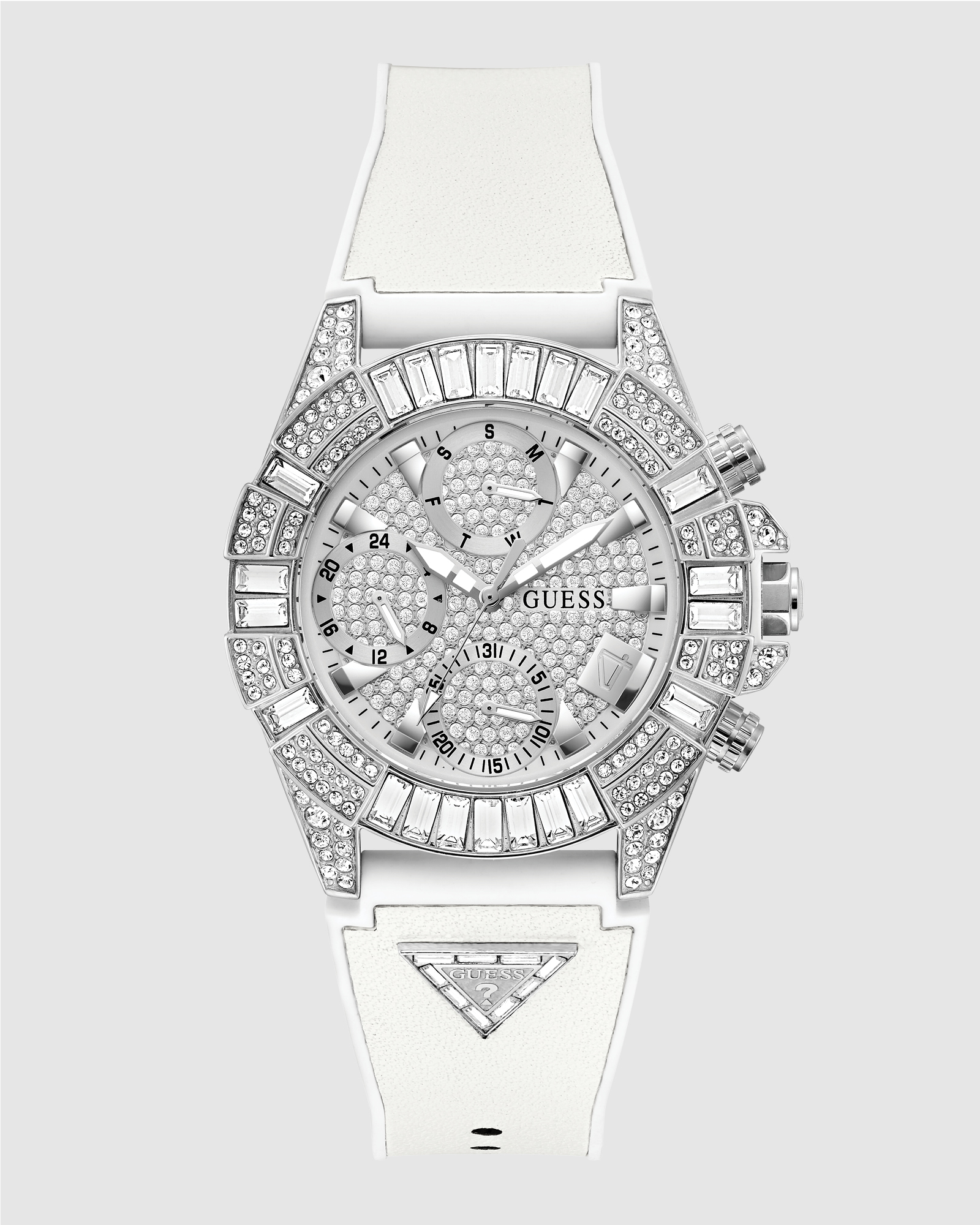 ICONIC 40 Glamour 39mm Silver-Tone Case White Silicone Strap