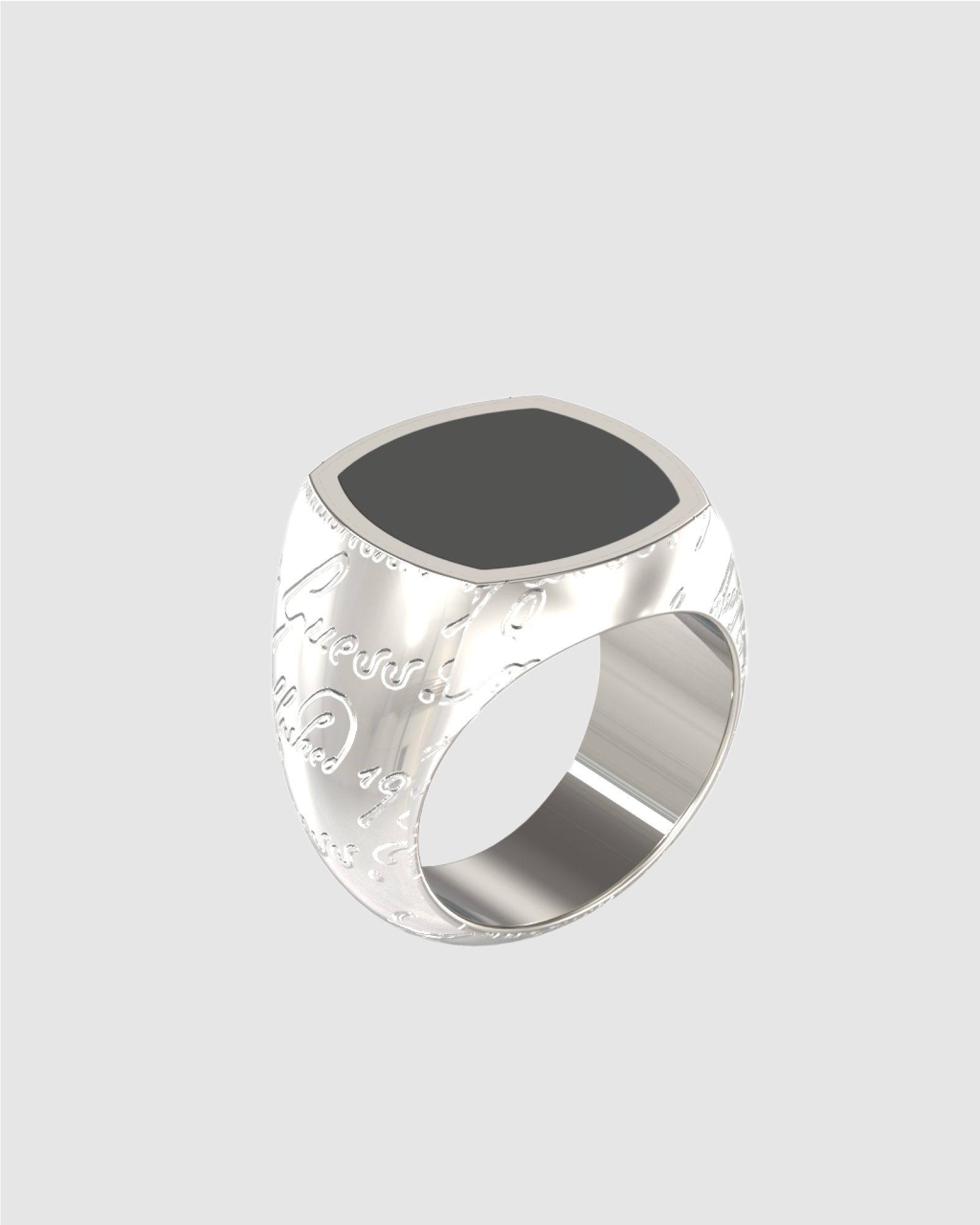 Silver-Tone Black Onyx Signet Ring