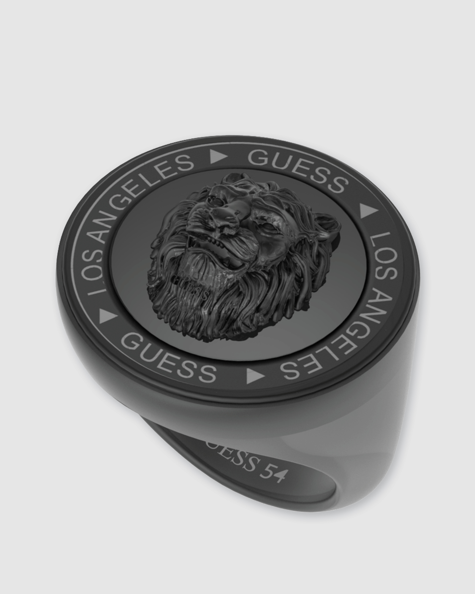 Guess Lion King Gunmetal Ring 66