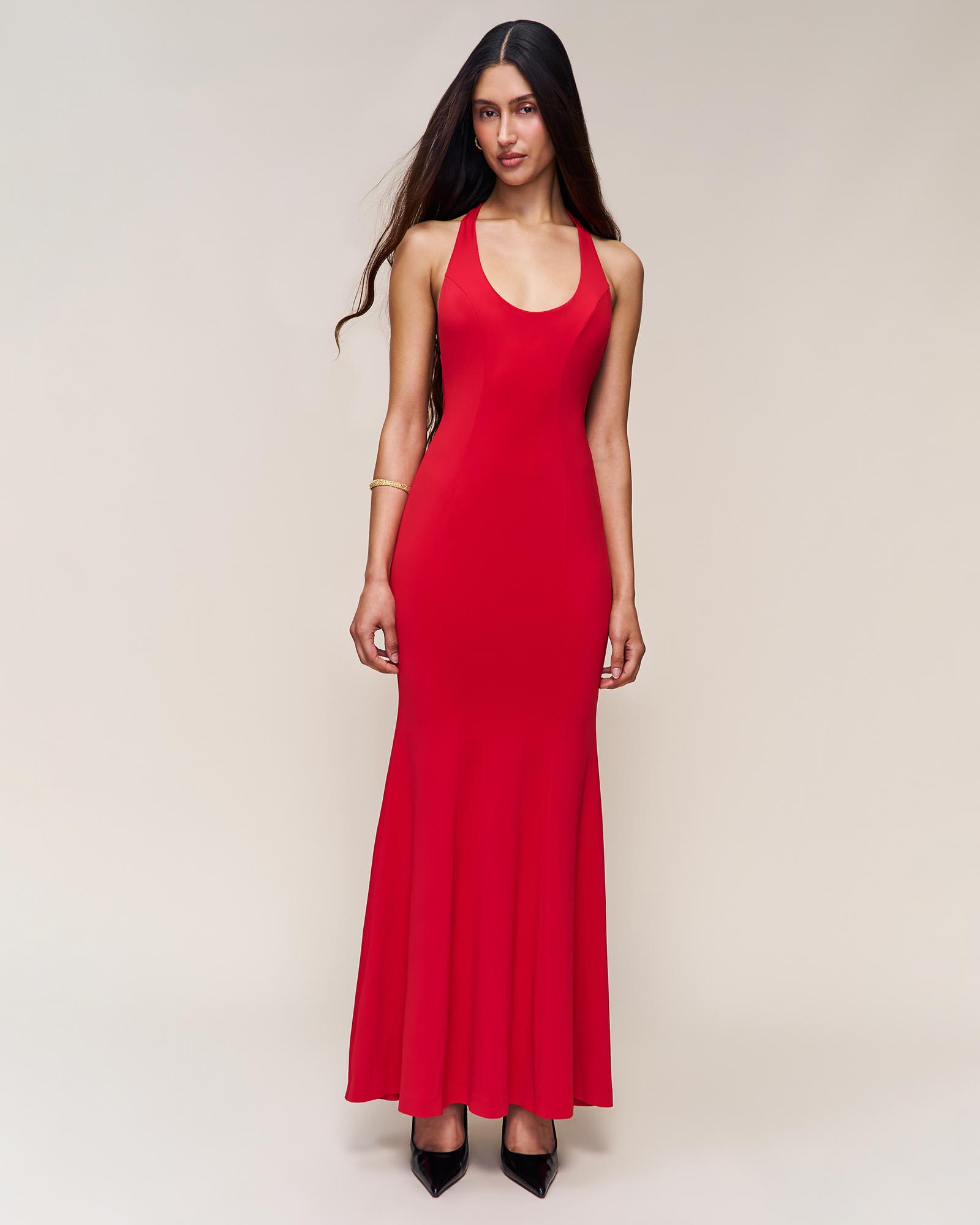 Scarf Open Neck Dress
