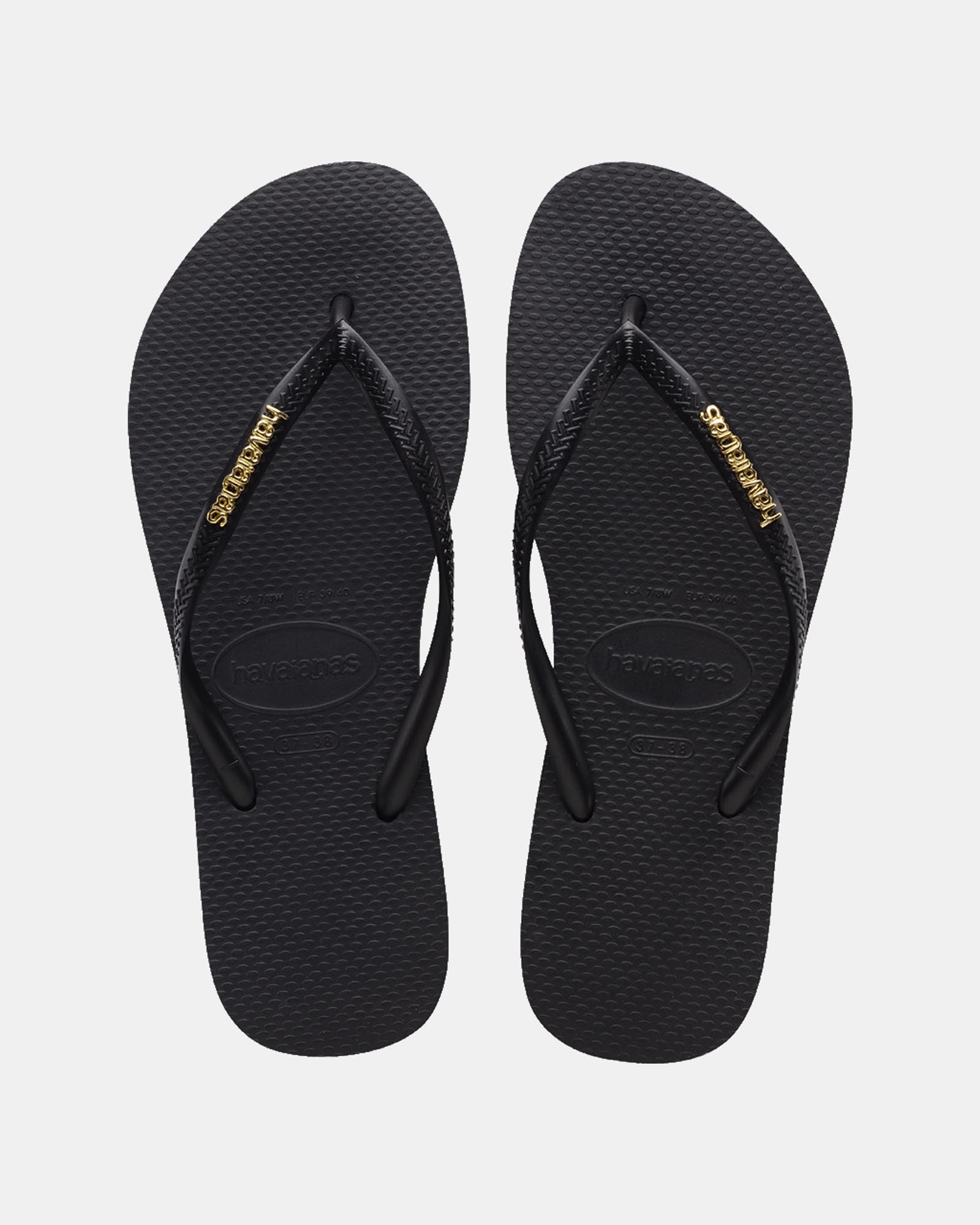 Slim Metal Logo Thongs - Women's