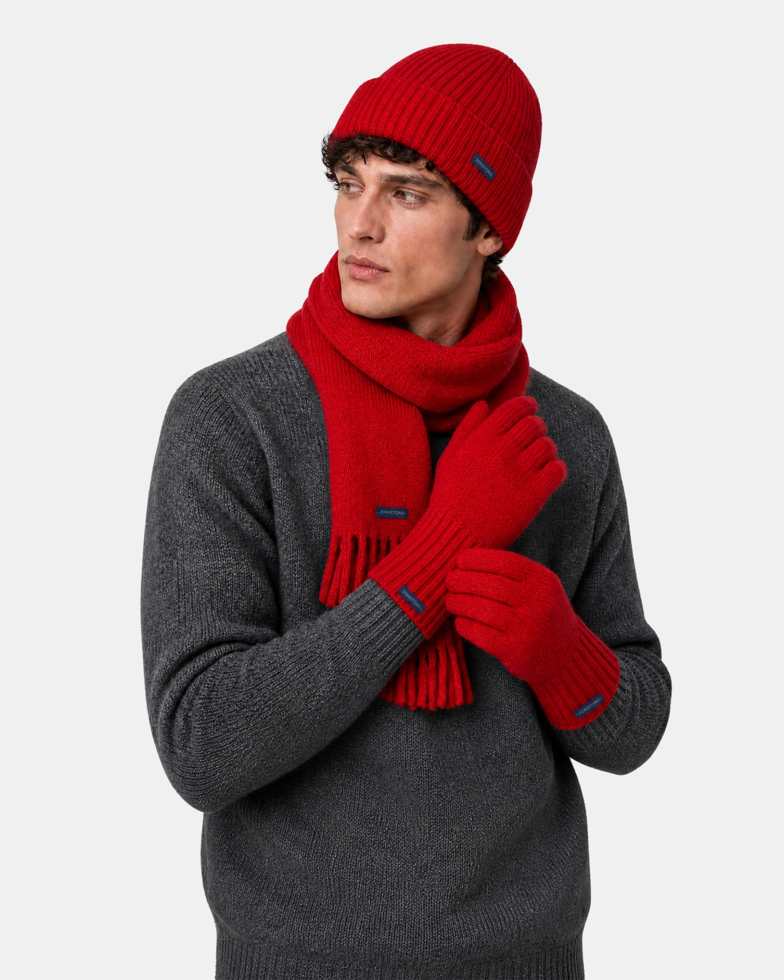 HENRY BUCKS Merino Wool Beanie Gloves & Scarf Set
