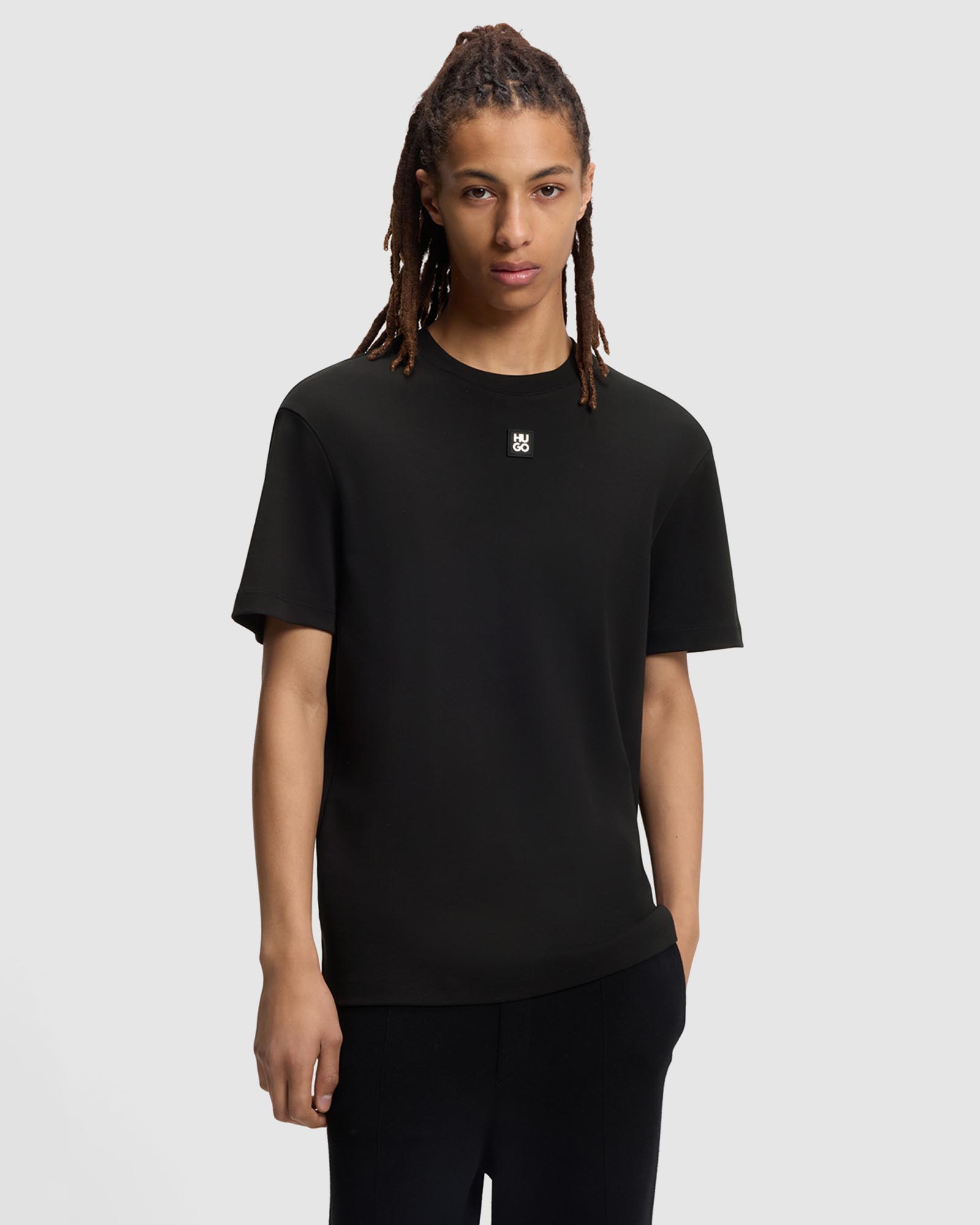 Interlock-Cotton T-Shirt With Metallic Stacked-Logo Badge