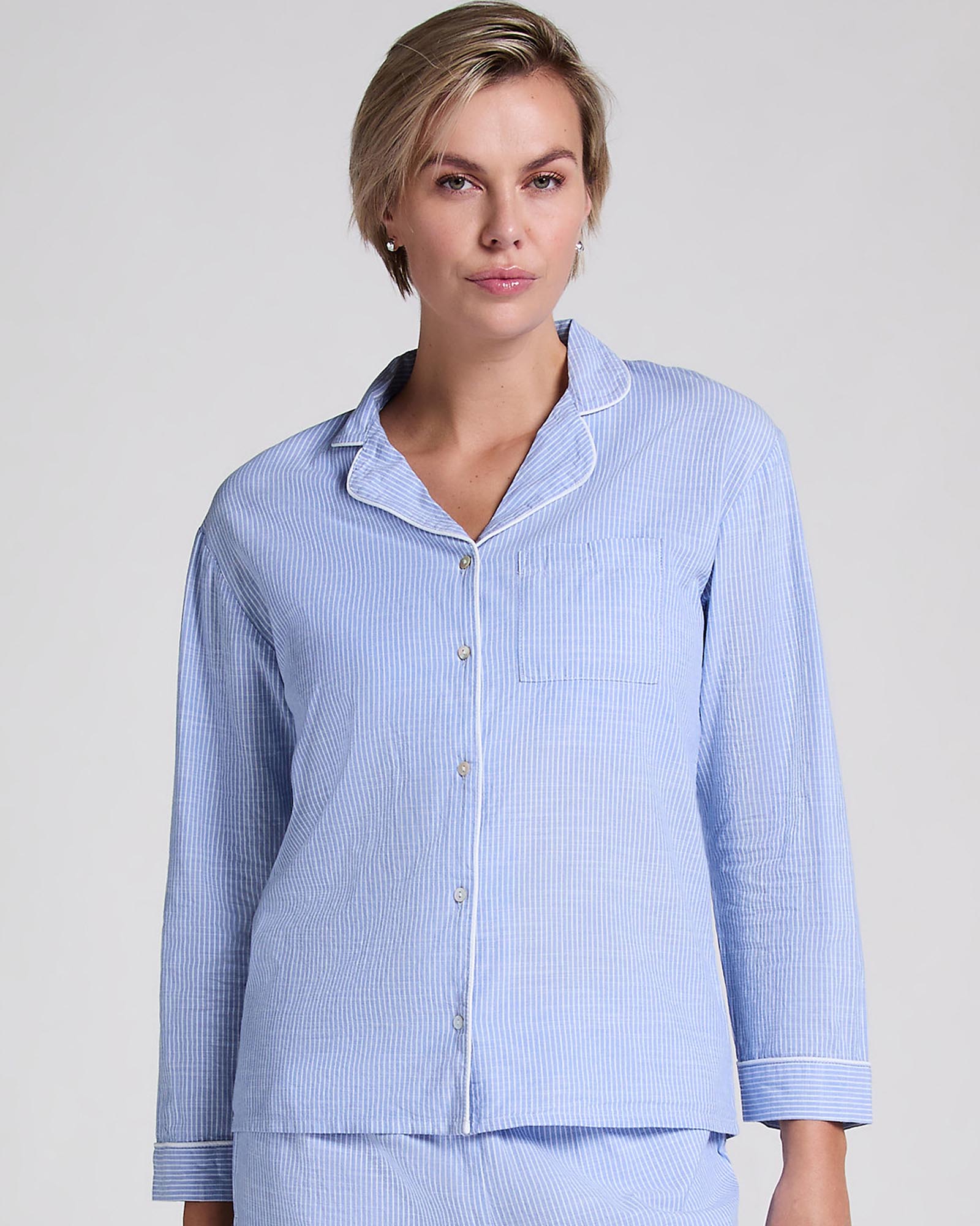 Jacket LS Cotton Stripe Pyjama Top