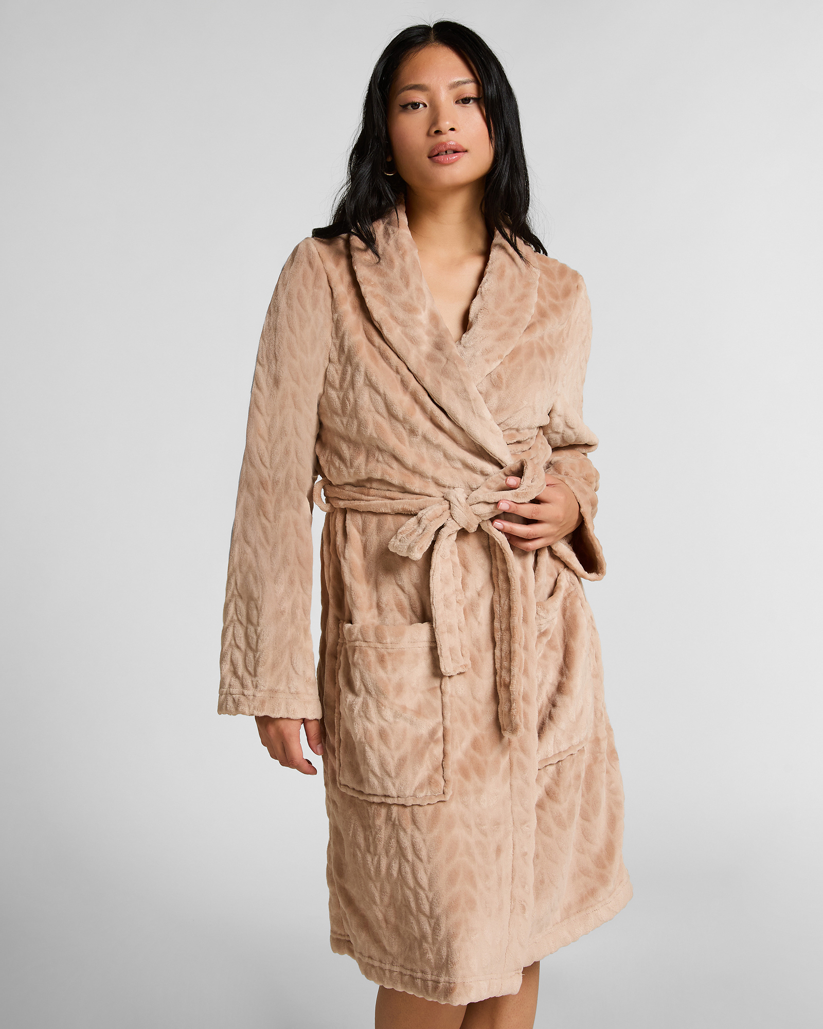 Cable Flannel Short Robe