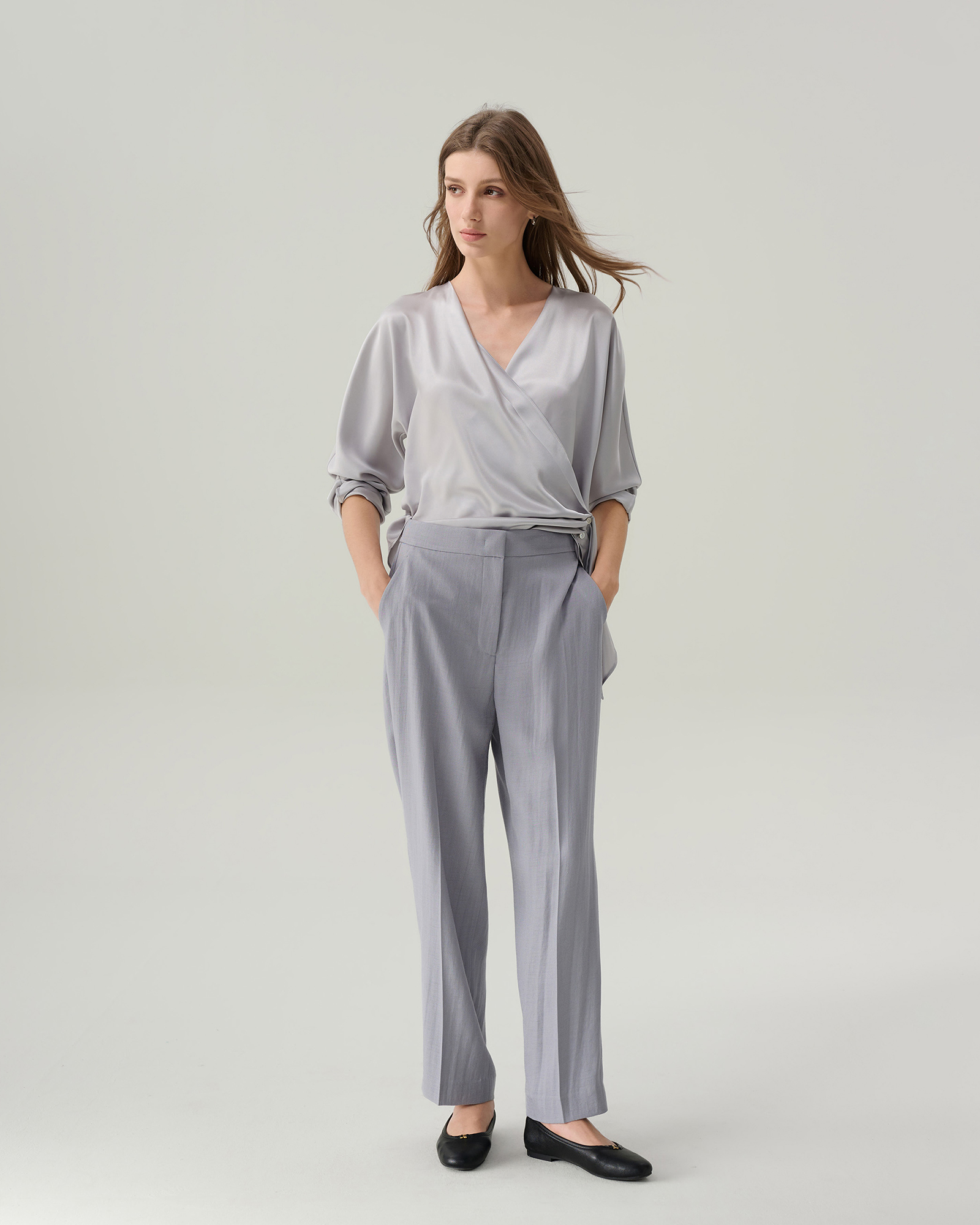 Juliette Satin Wrap Blouse