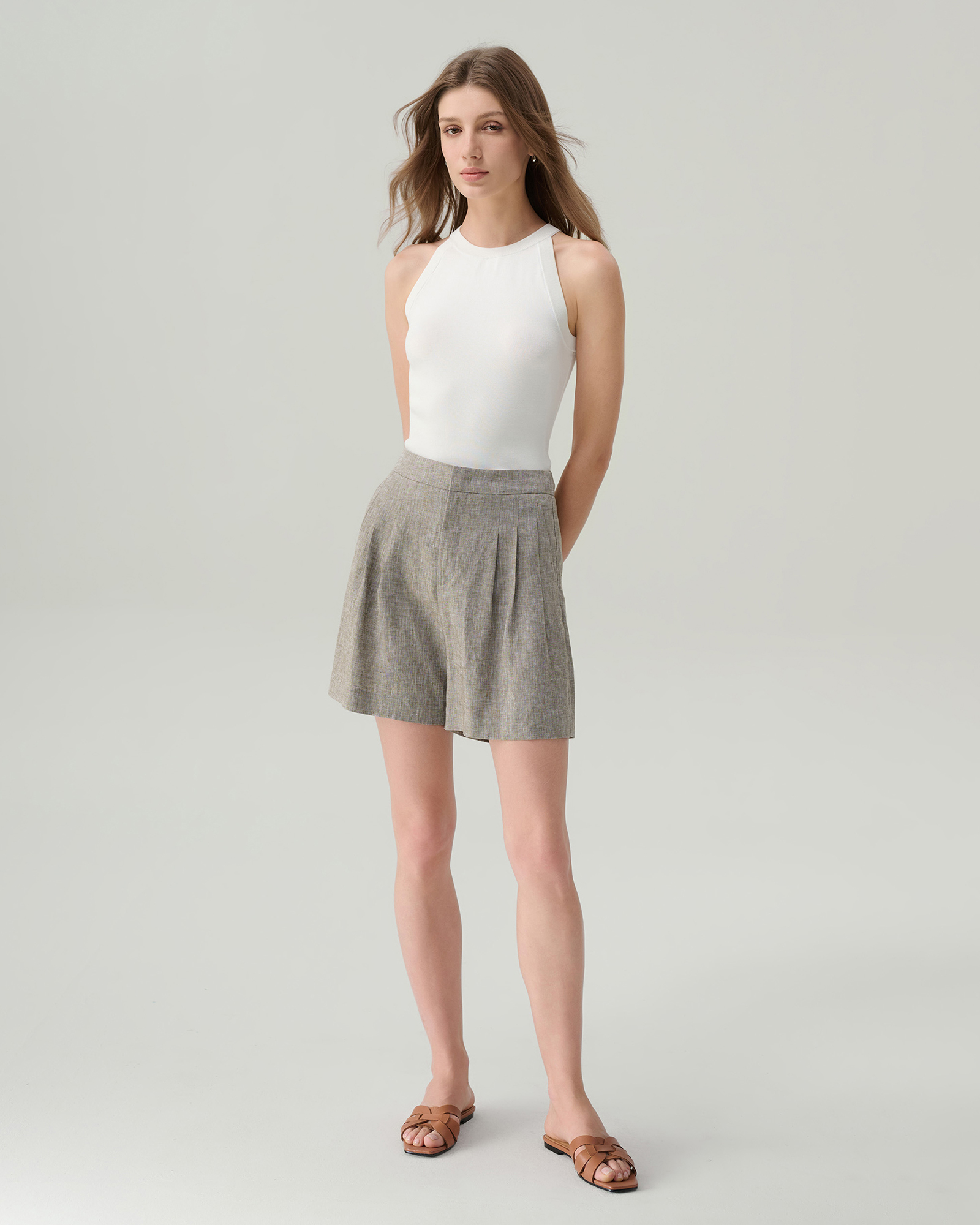 Penelope High Waisted Linen Shorts